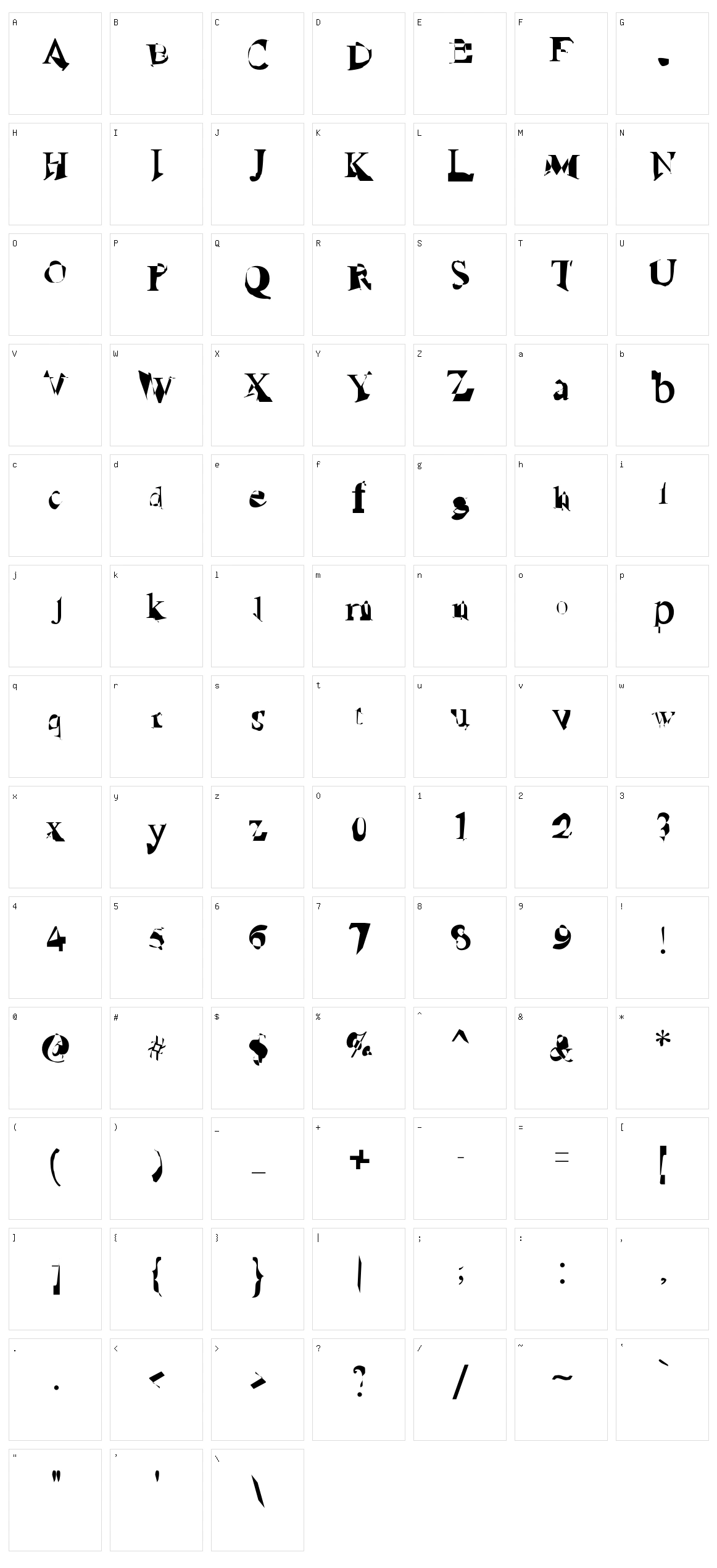 Ruined Serif Character Set