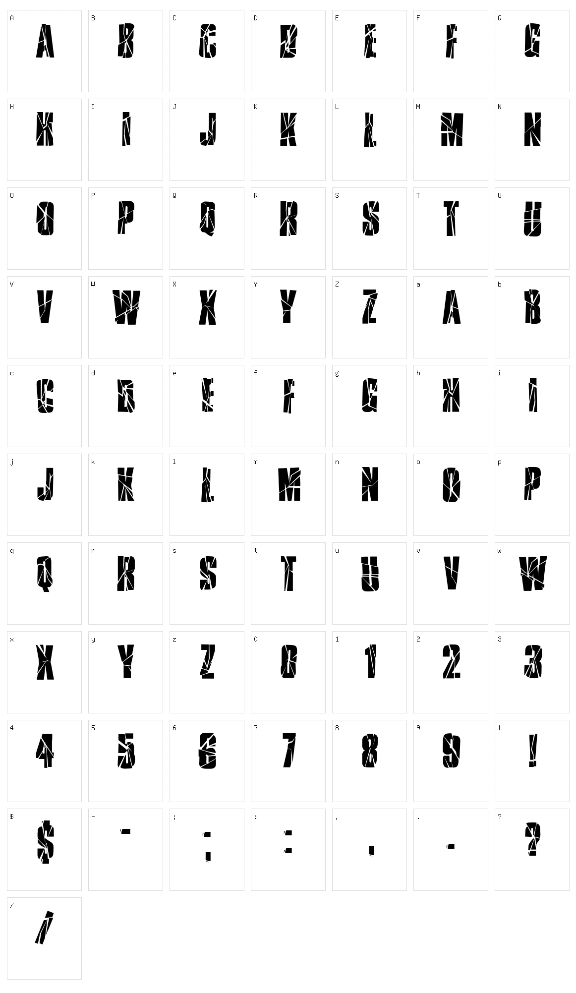 Ruptured Sans Character Set