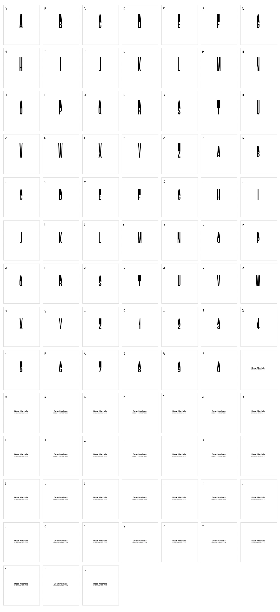 SAM Display Character Set