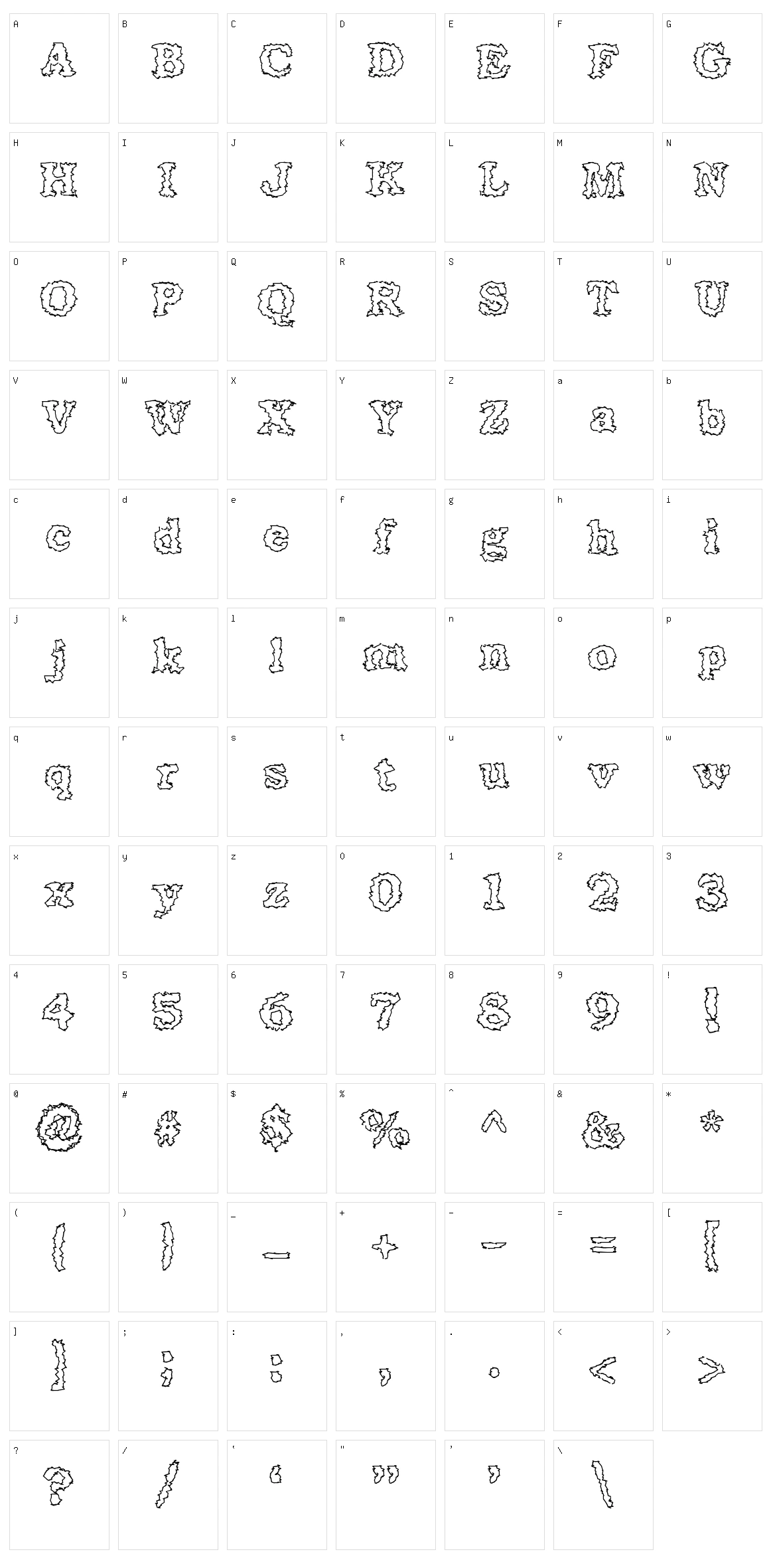 Seismacrap Character Set