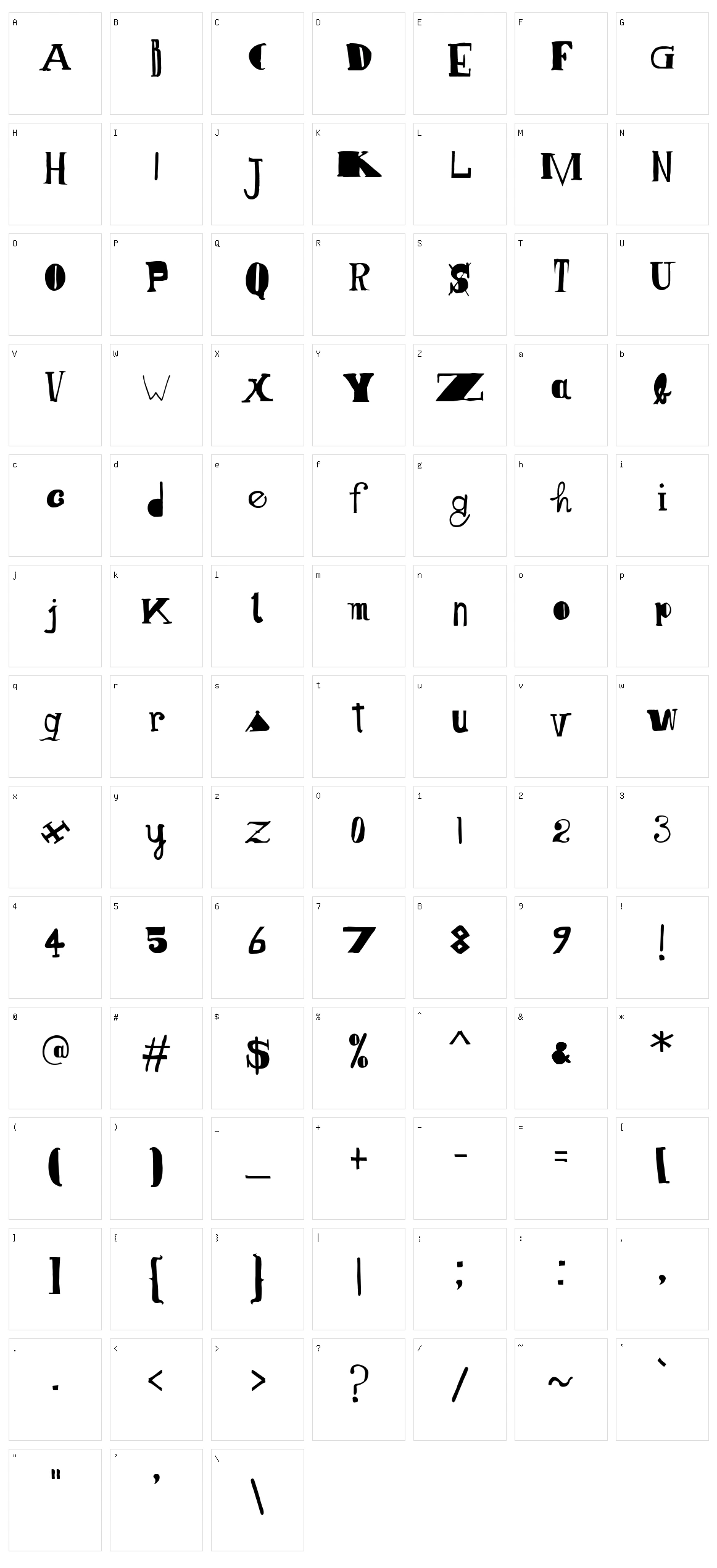 Senza Cuore Character Set