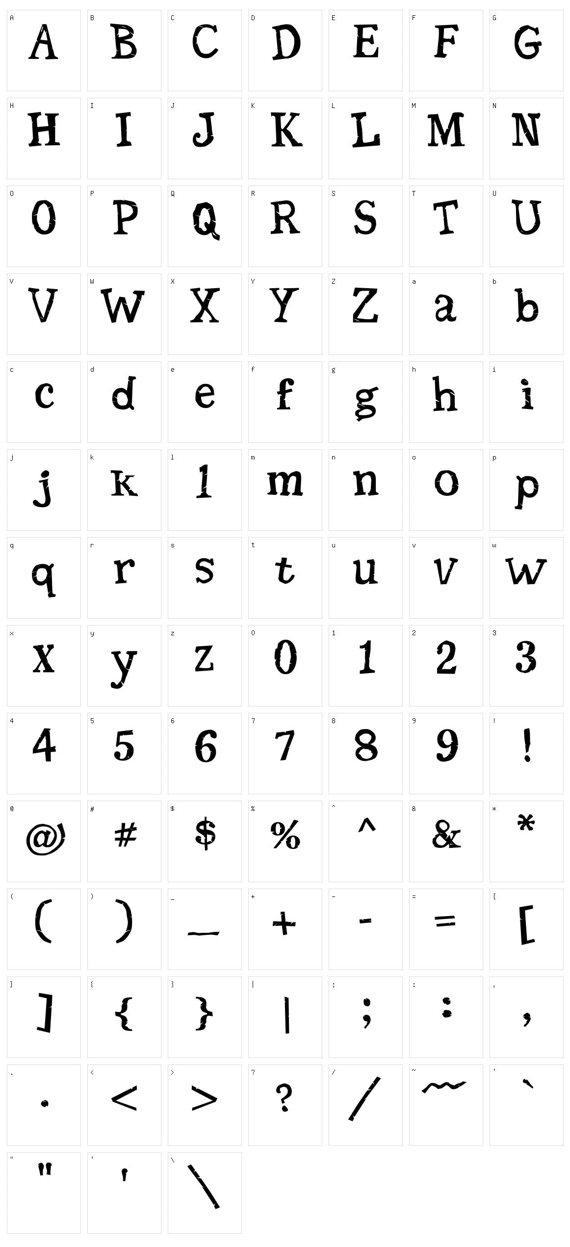Seriffic Grunge Character Set