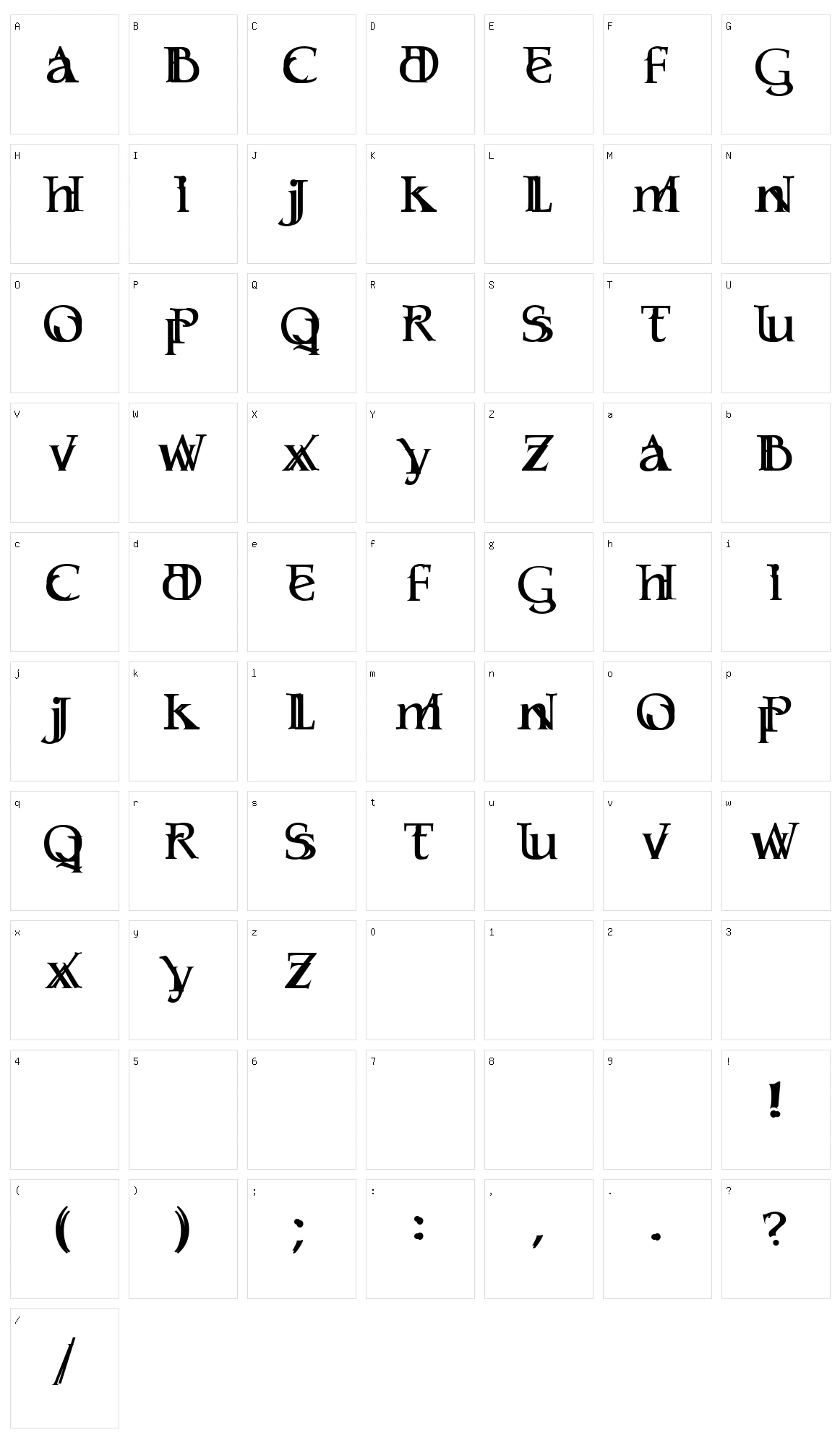 Serifsy Character Set