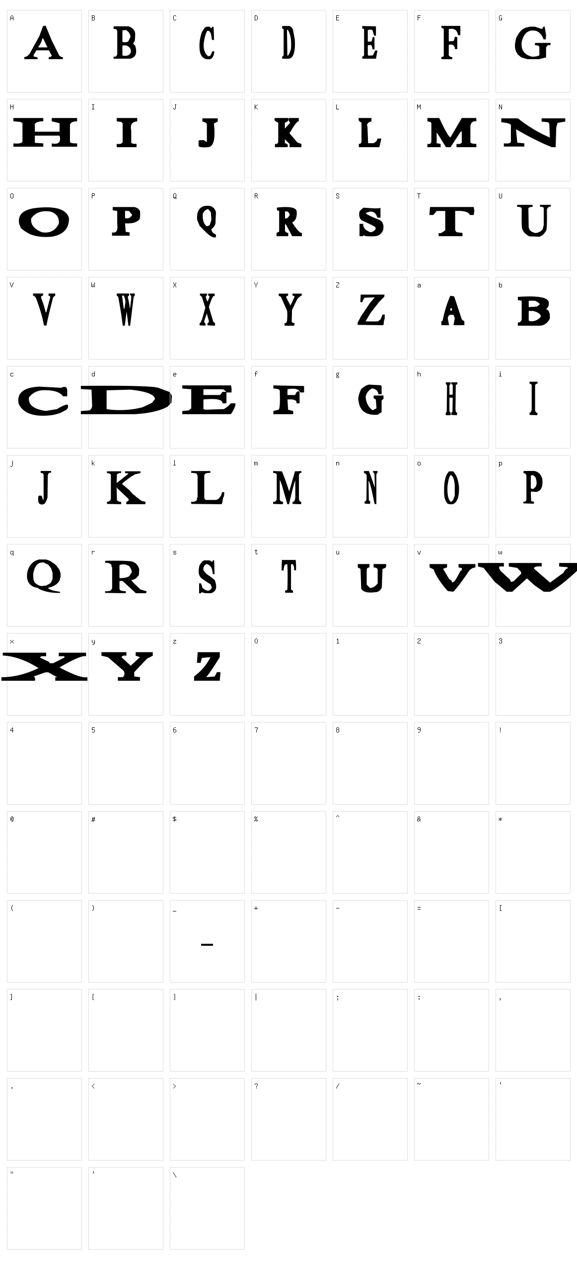 Sloopy Character Set