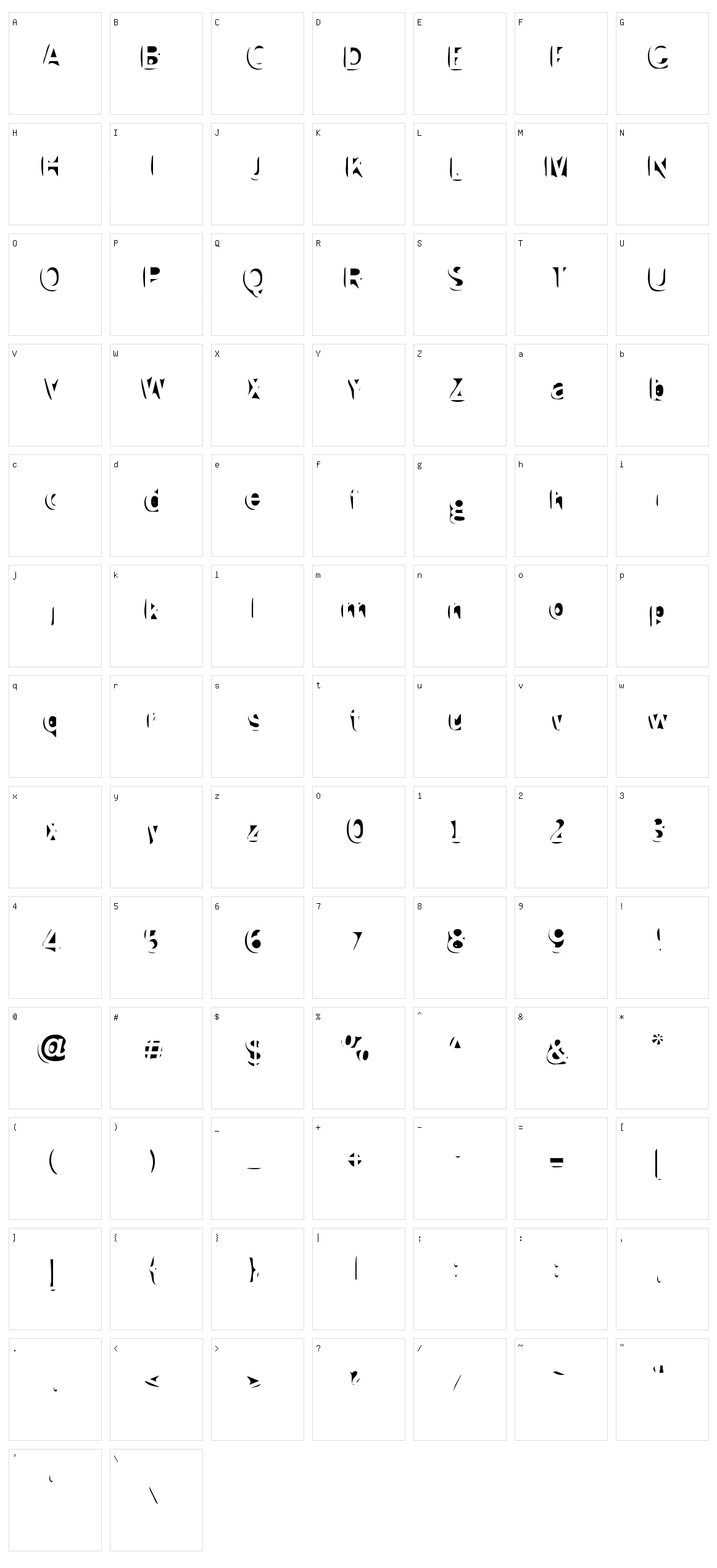 Slushfaux Character Set