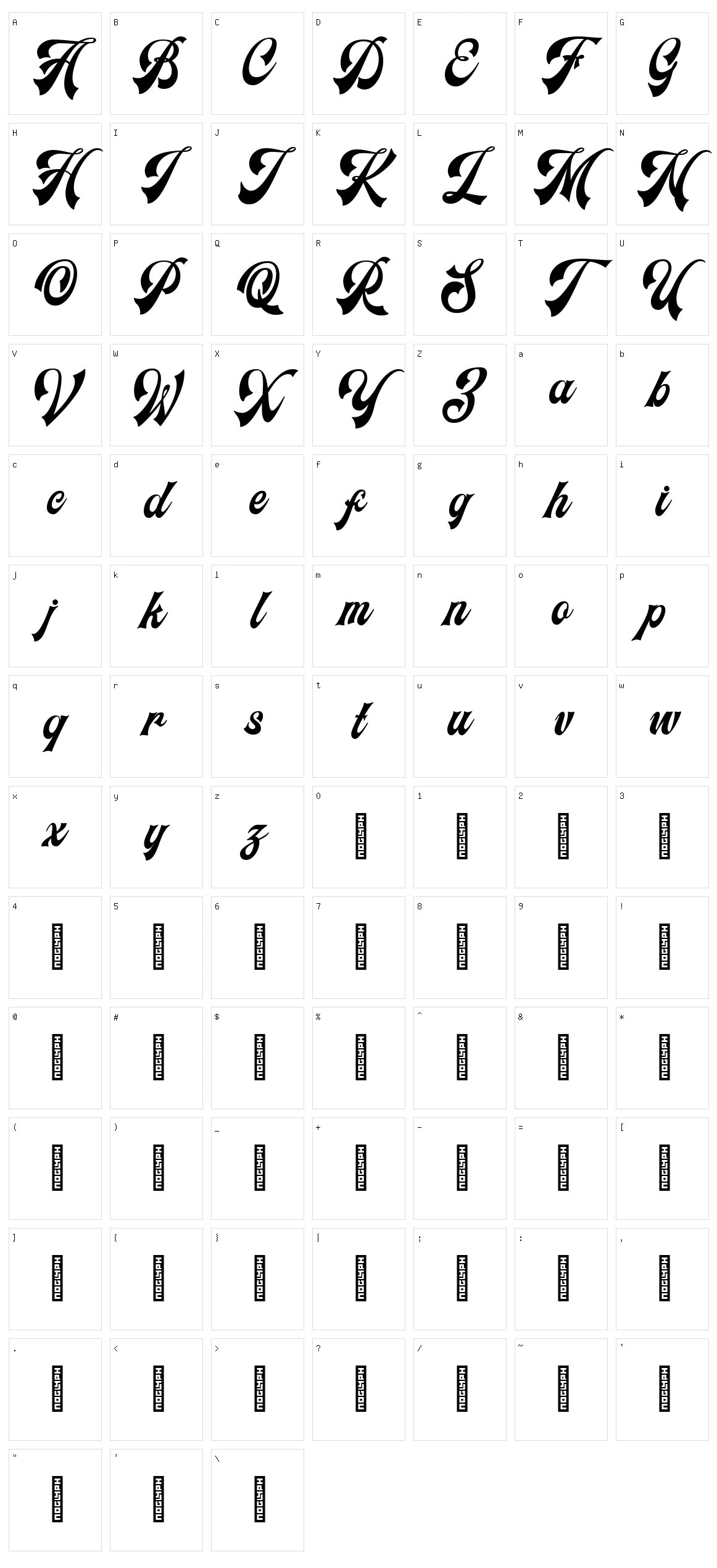 Headster Character Set
