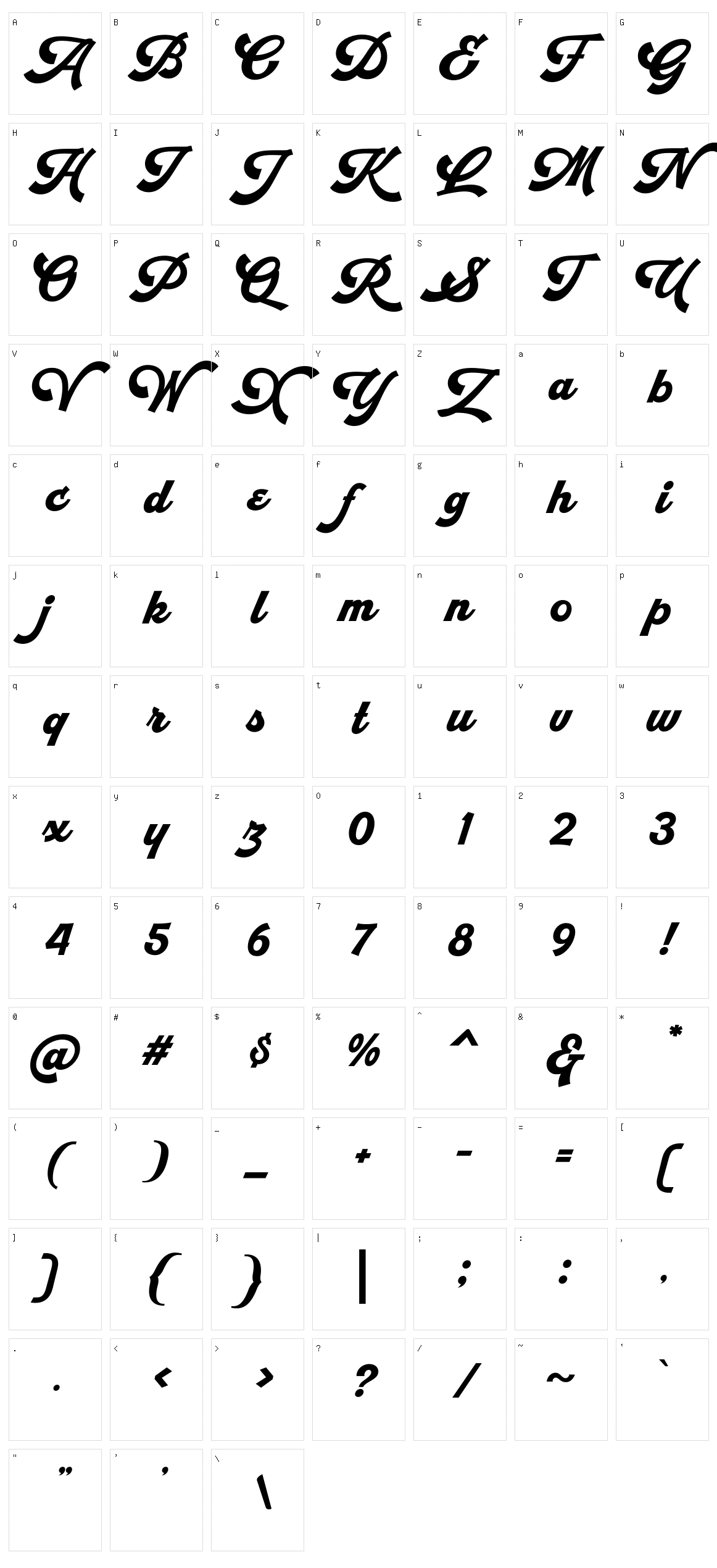 Retrofunk Script Character Set