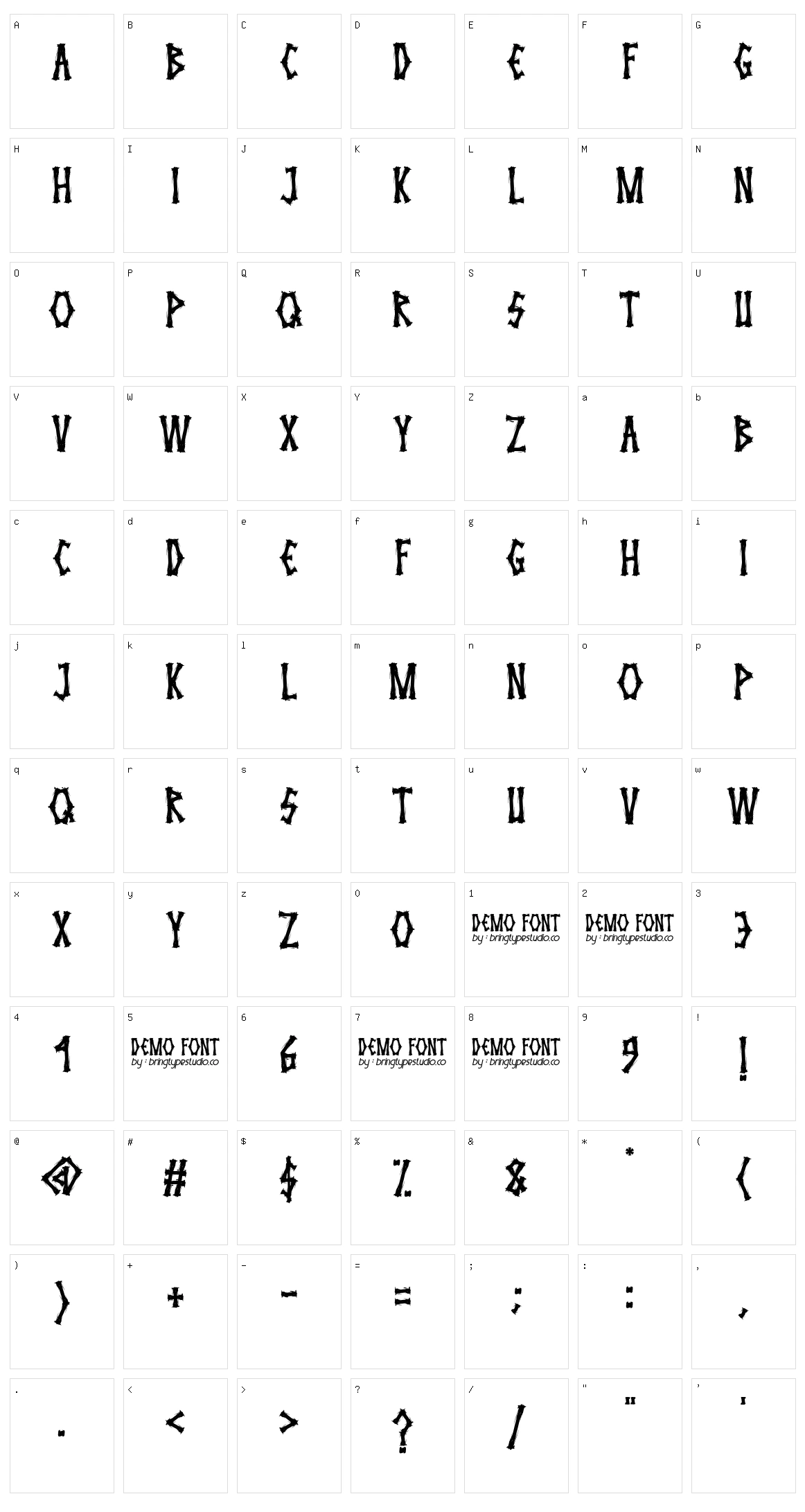 Thirttin Character Set