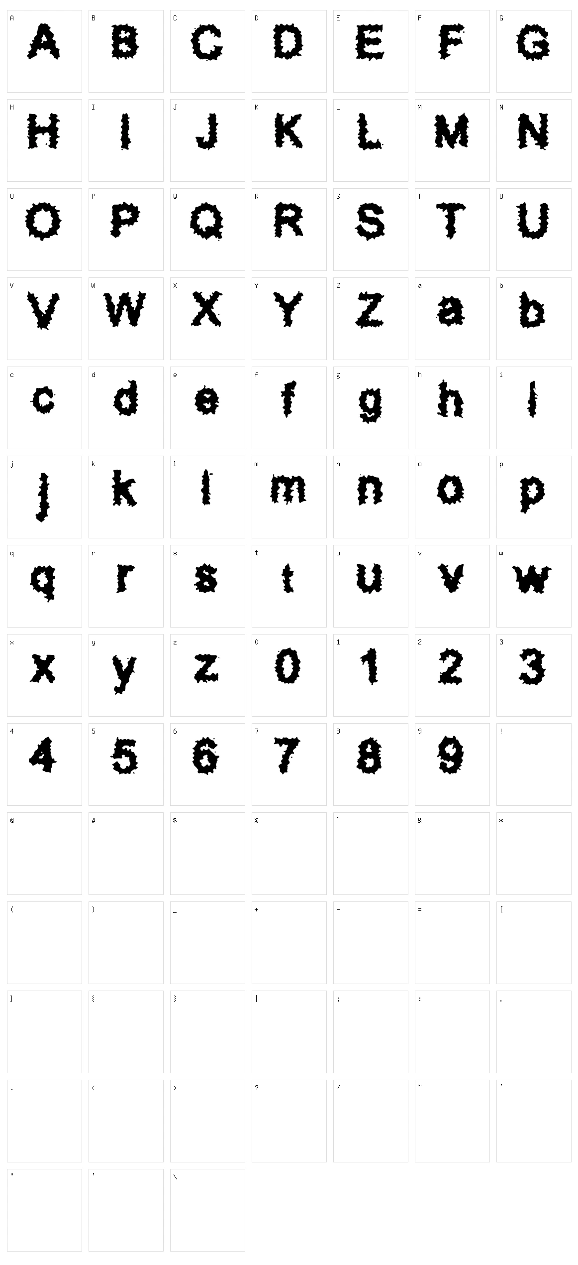 Splatz BRK Character Set