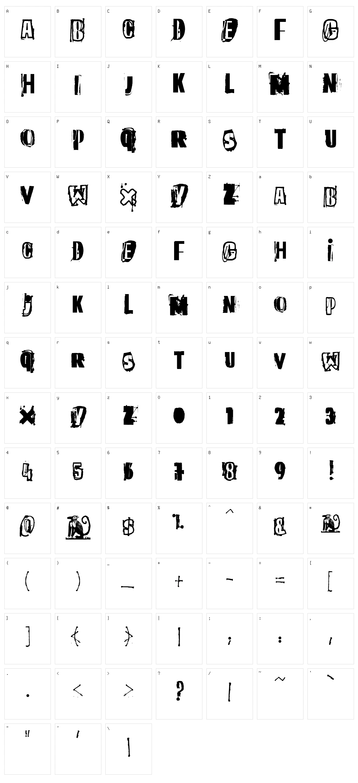 The quick monkey Character Set