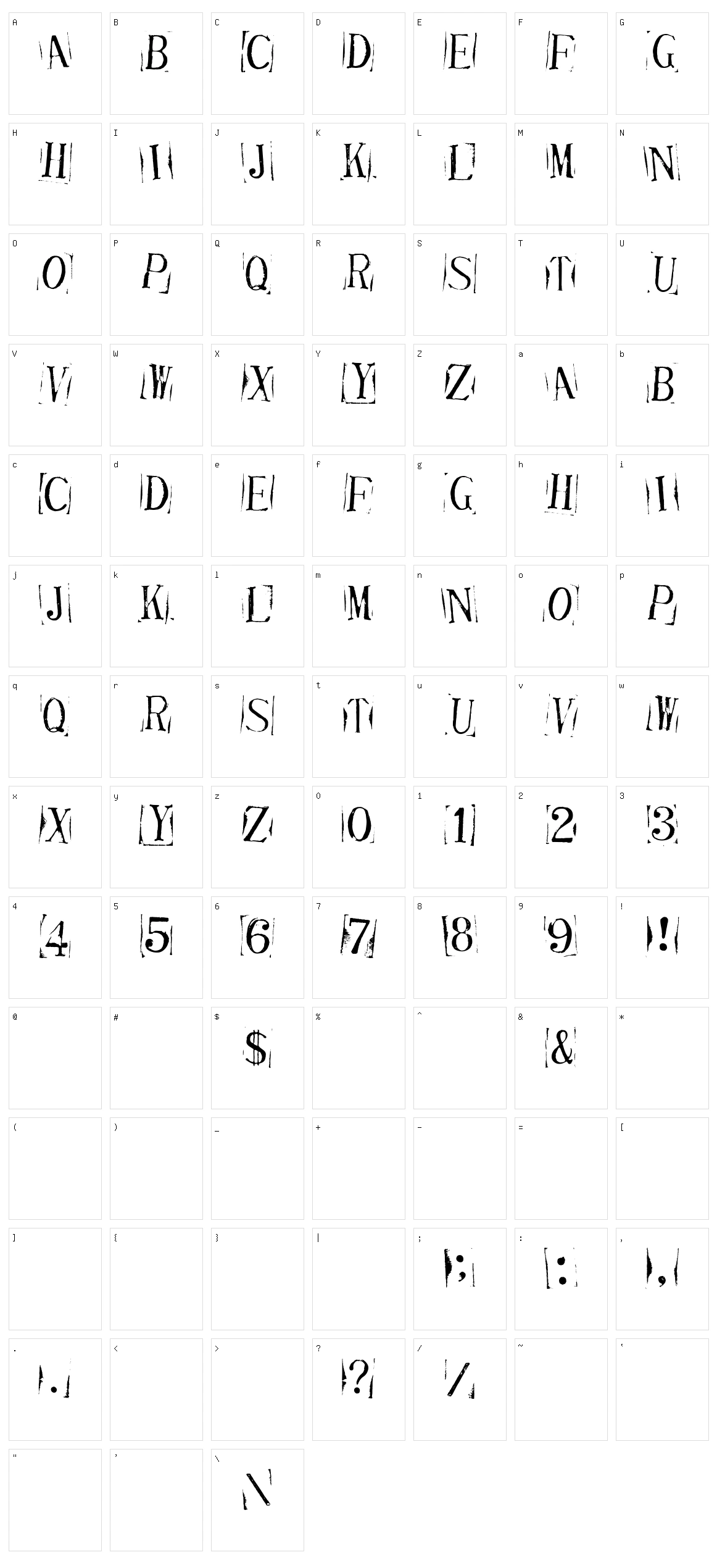 Ticket Capitals Character Set