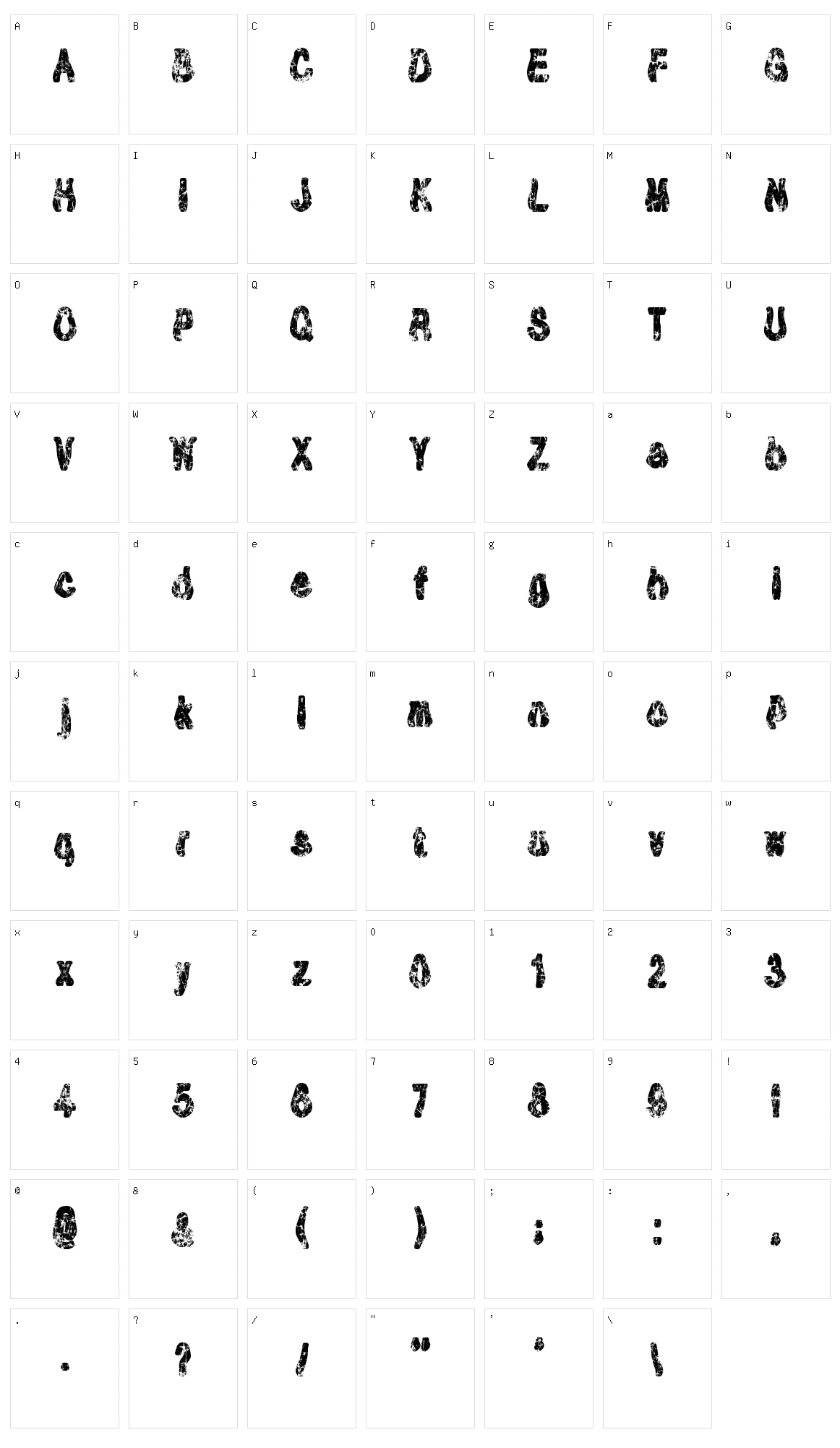 Tioem Black Distressed Character Set