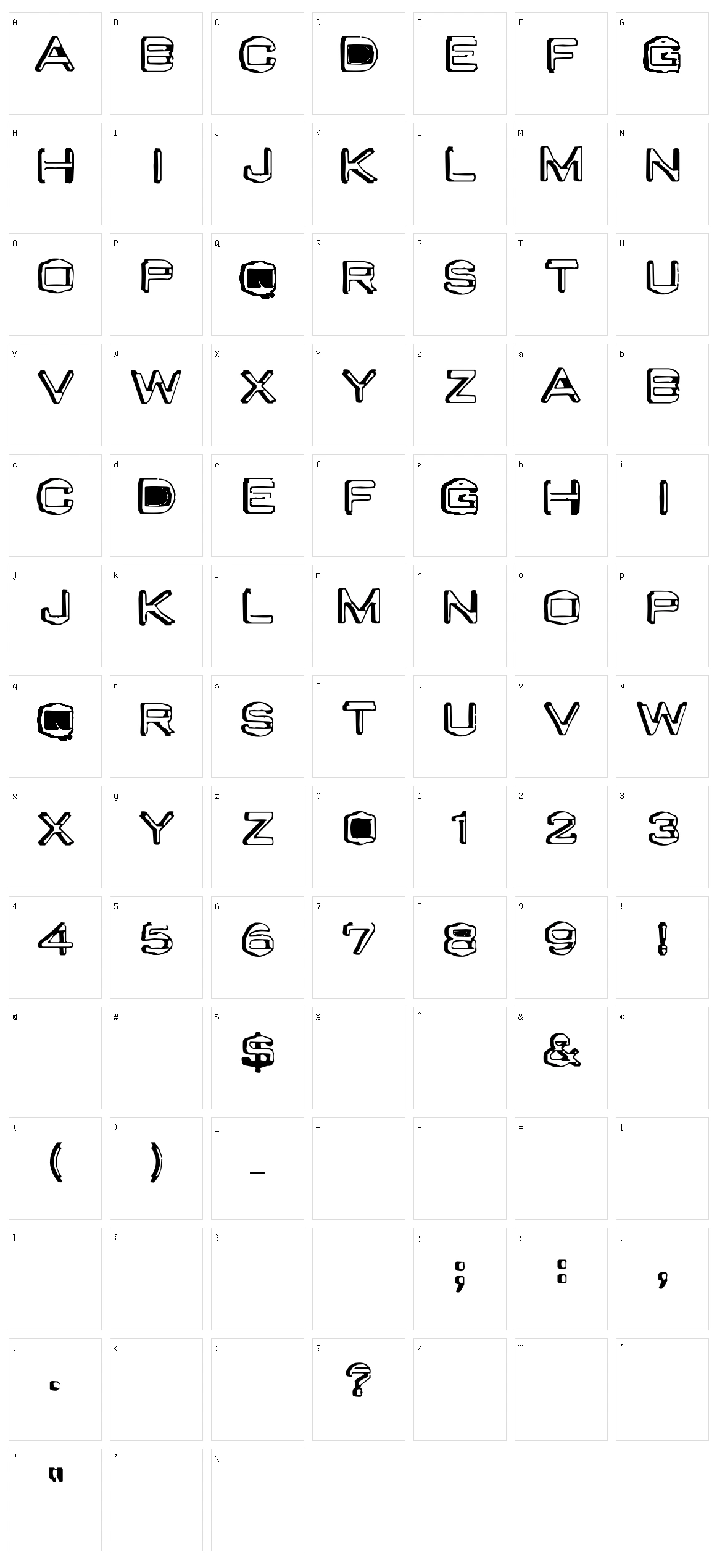 Valu Old Caps Character Set