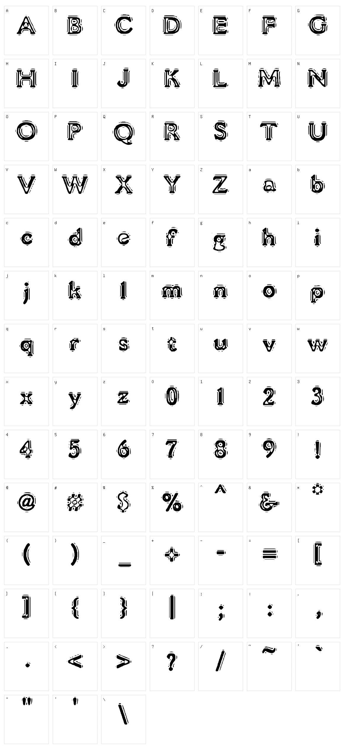 VTC Liquor Crystal Display Character Set