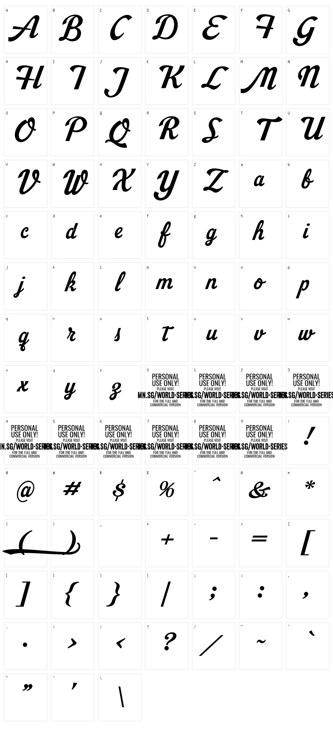 World Series Character Set
