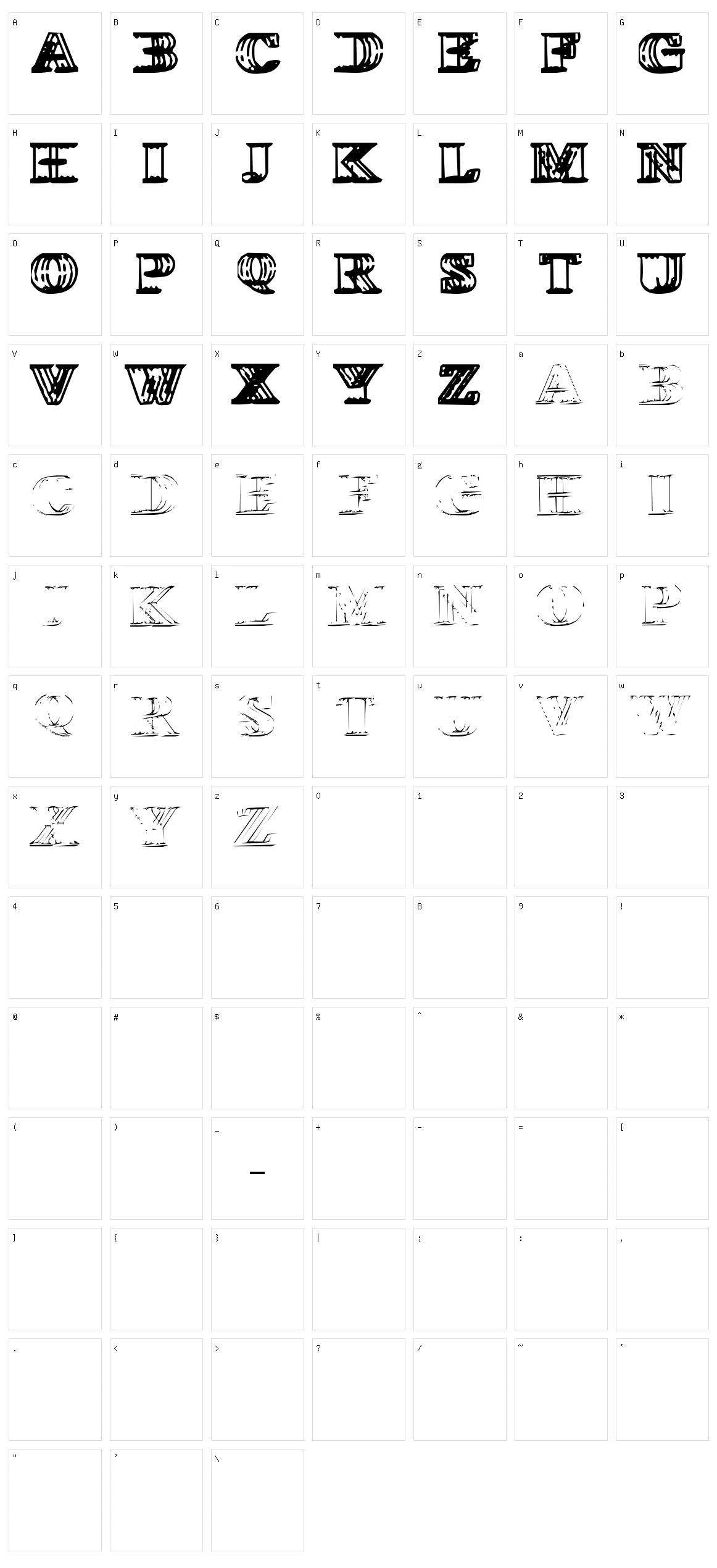 Wireframe Davenport Character Set