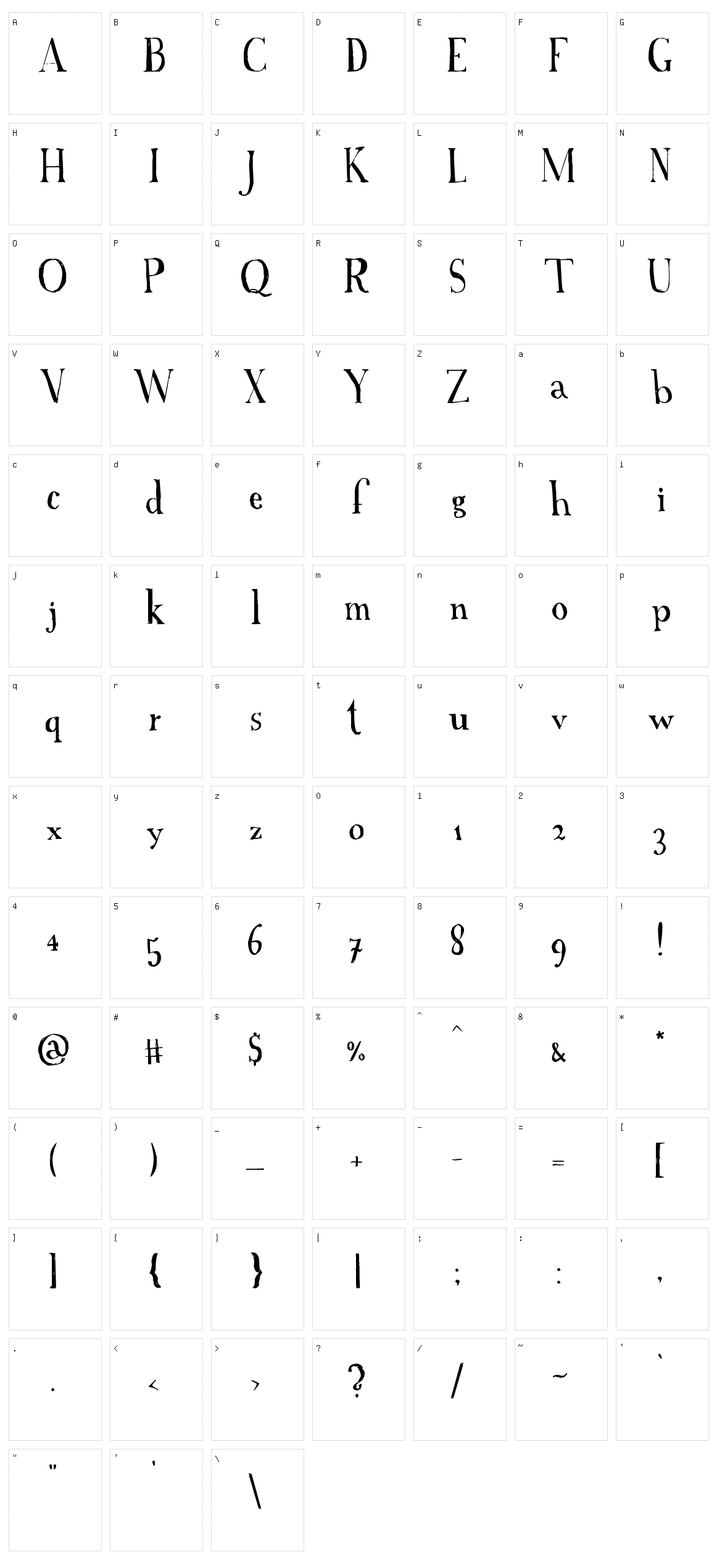 A Font with Serifs Character Set