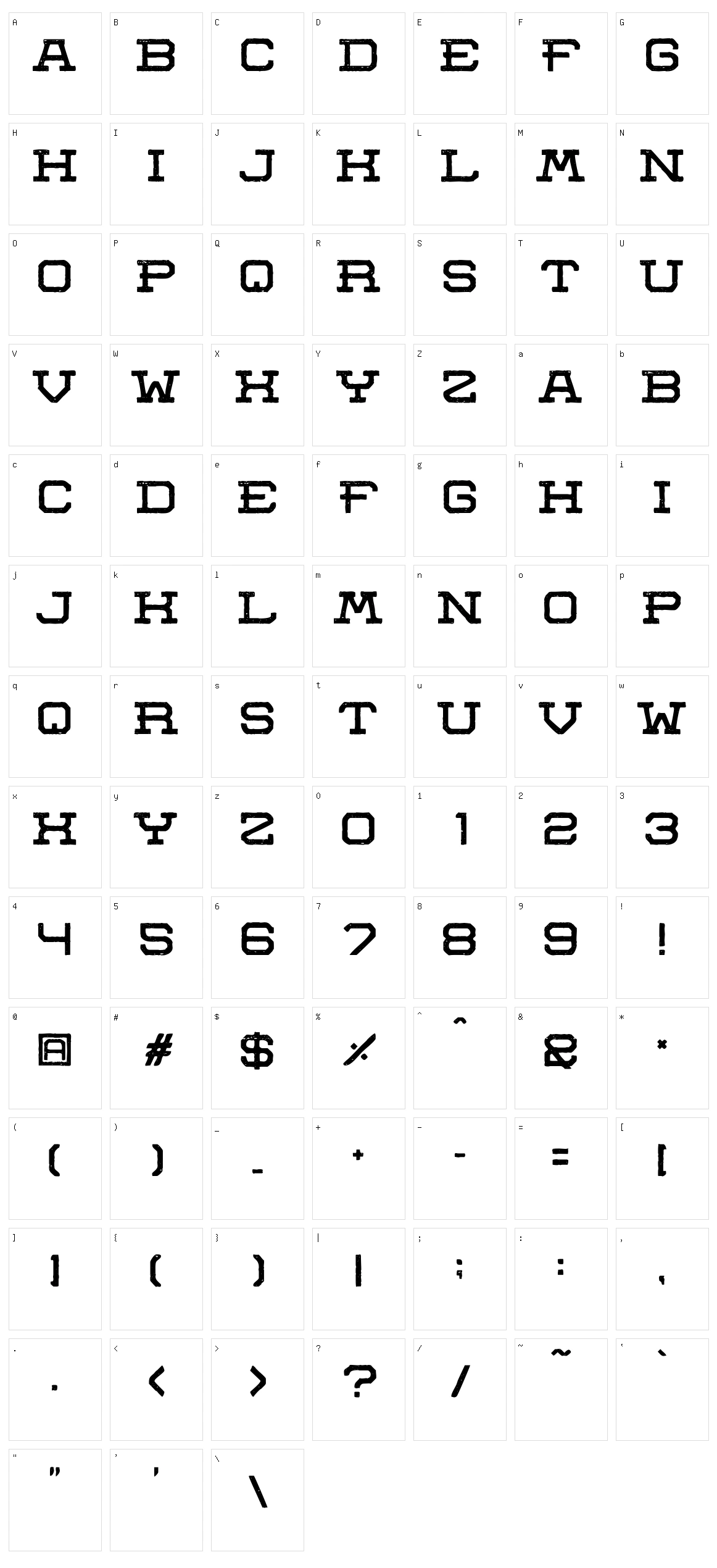 Aerotow Character Set