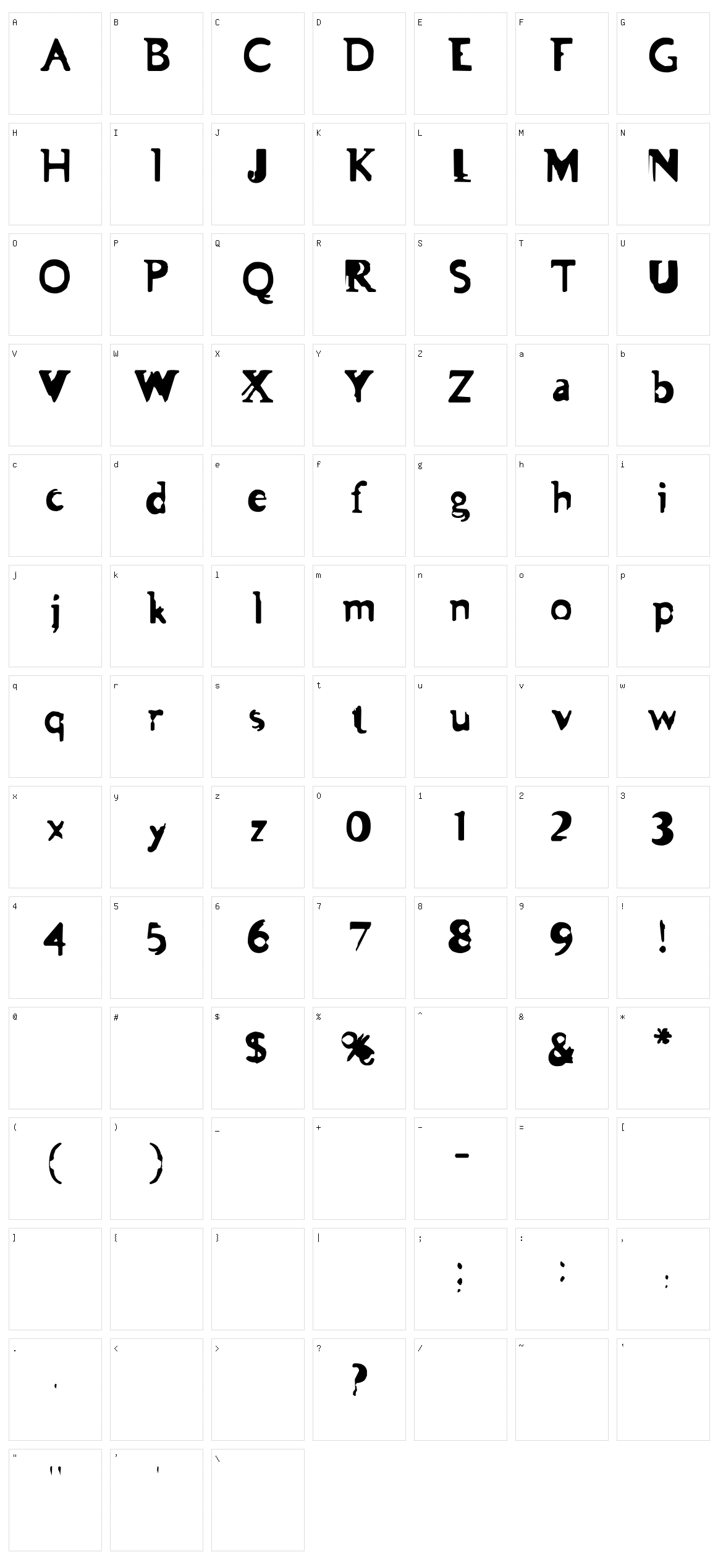Asman Character Set