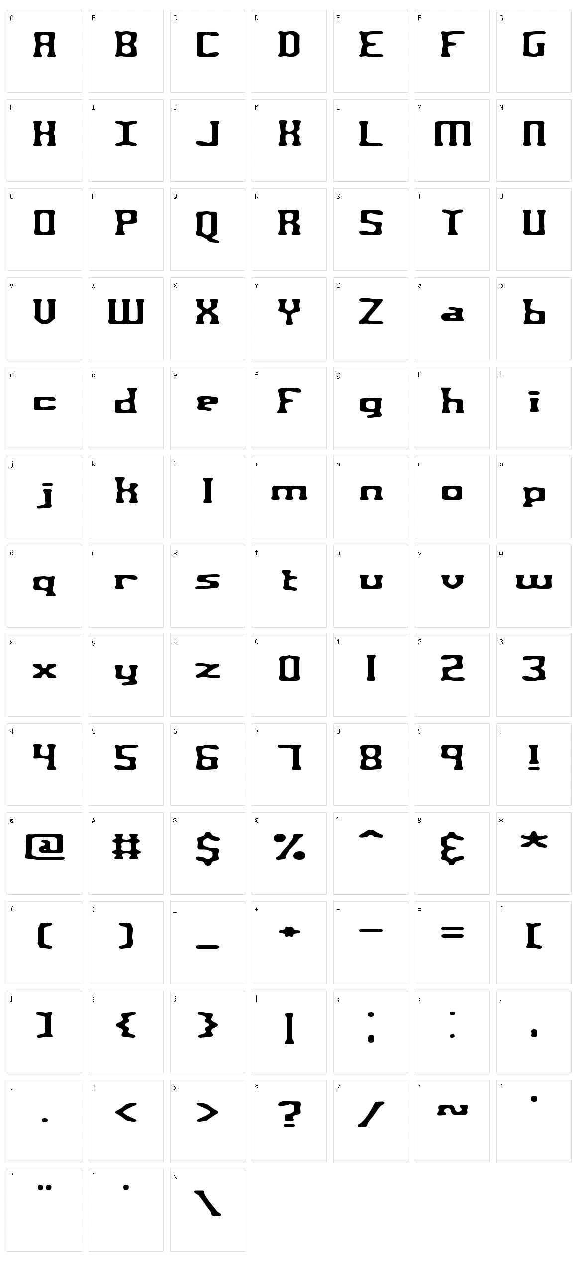 Aspartame Character Set
