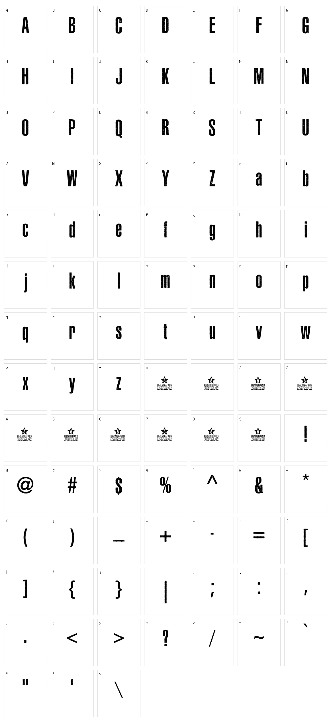 Asphaltic Grain Character Set