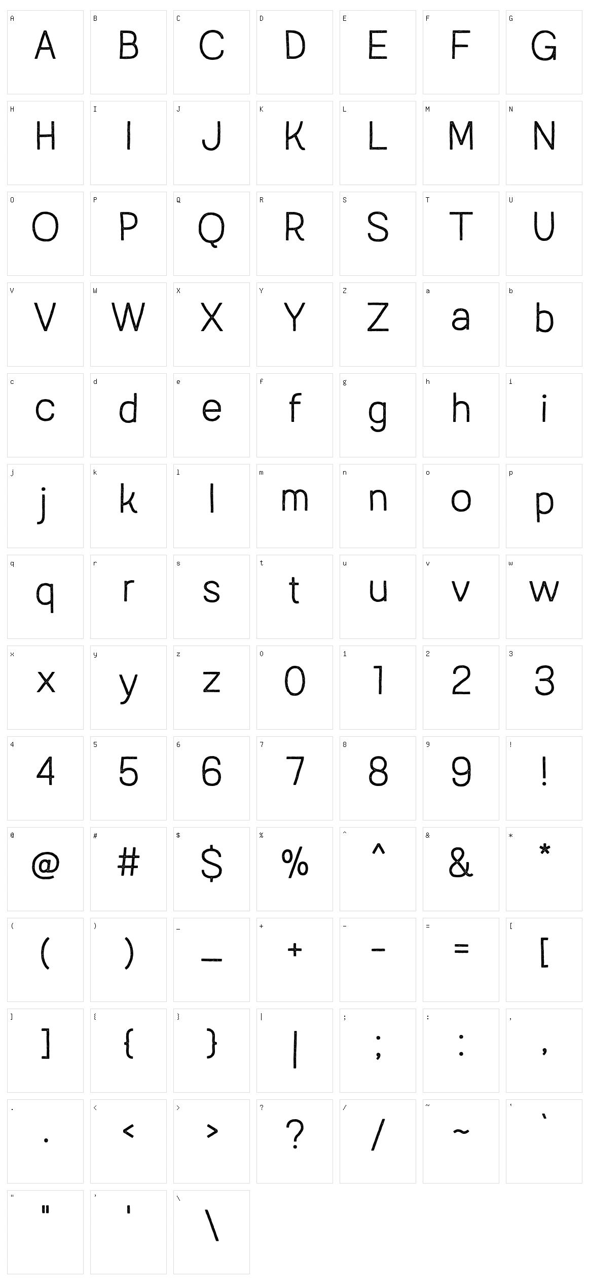 Austral Sans Stamp Character Set