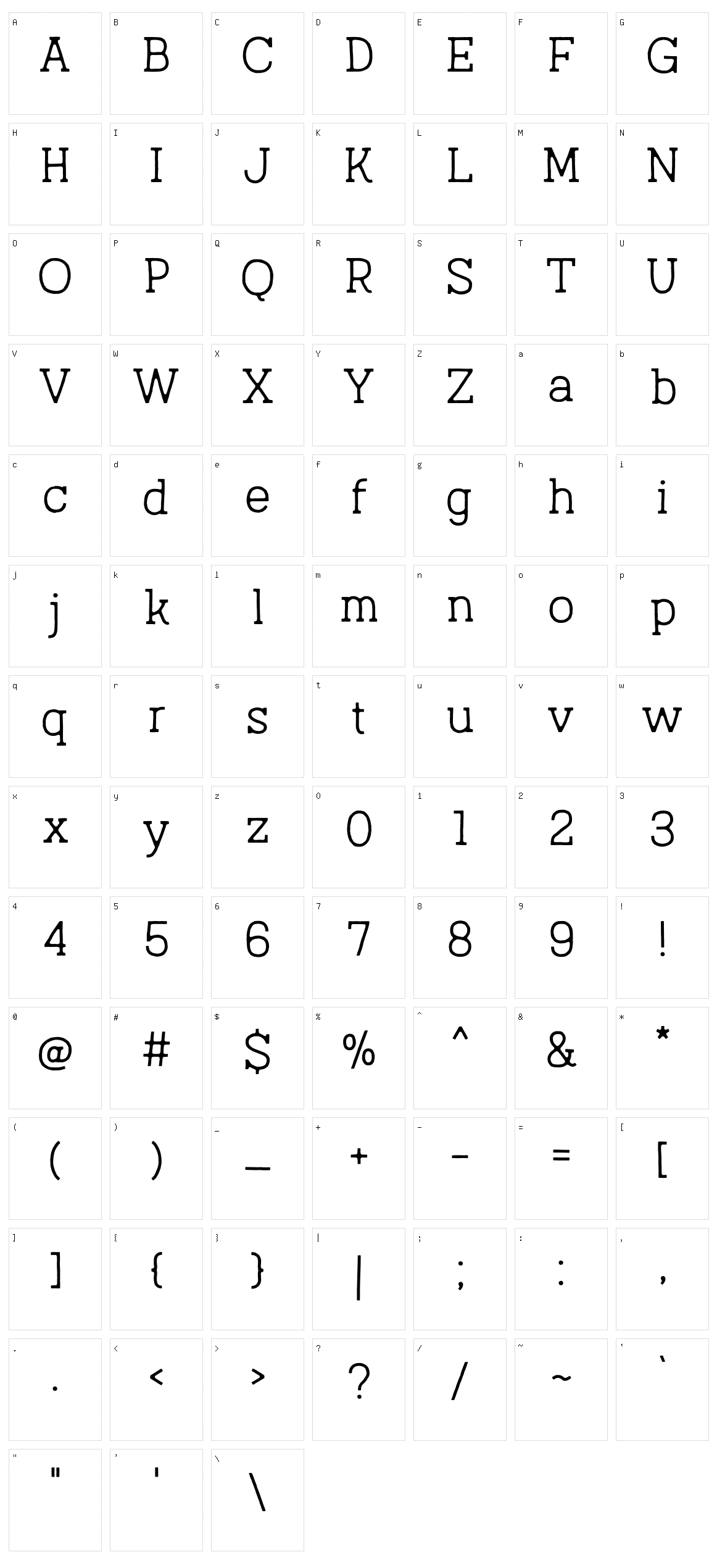 Austral Slab Character Set
