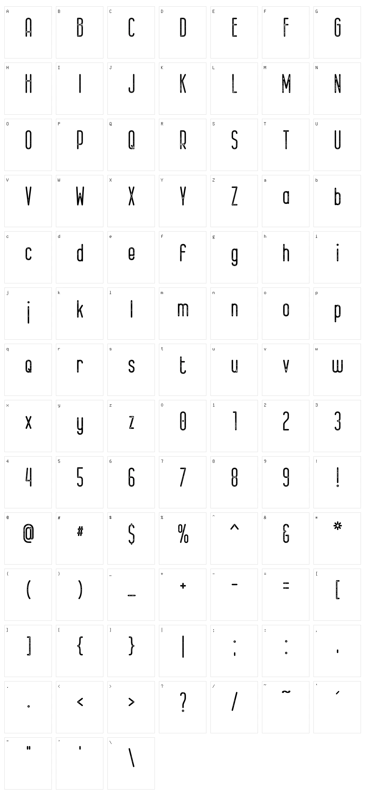 Bernound Rough Character Set