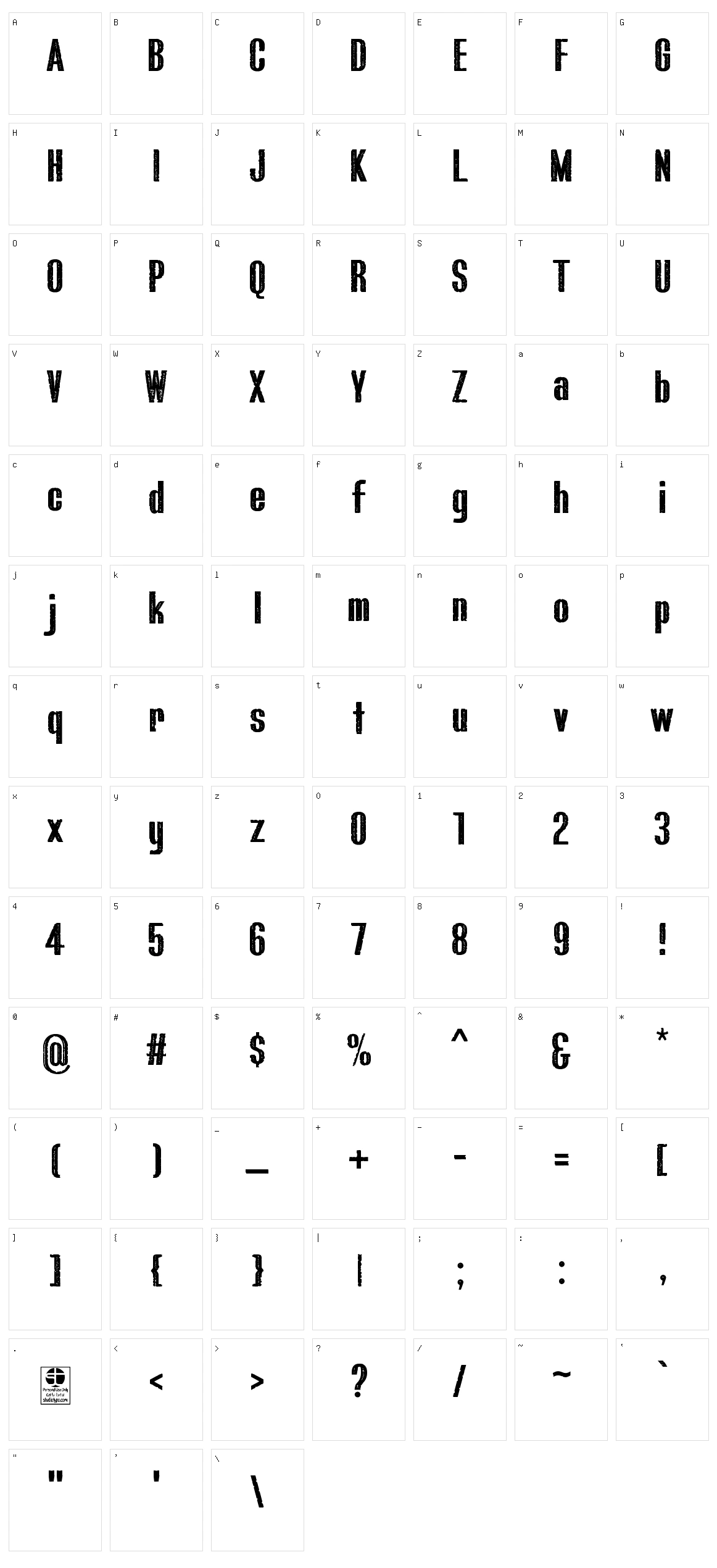 Bluefish Eroded Character Set