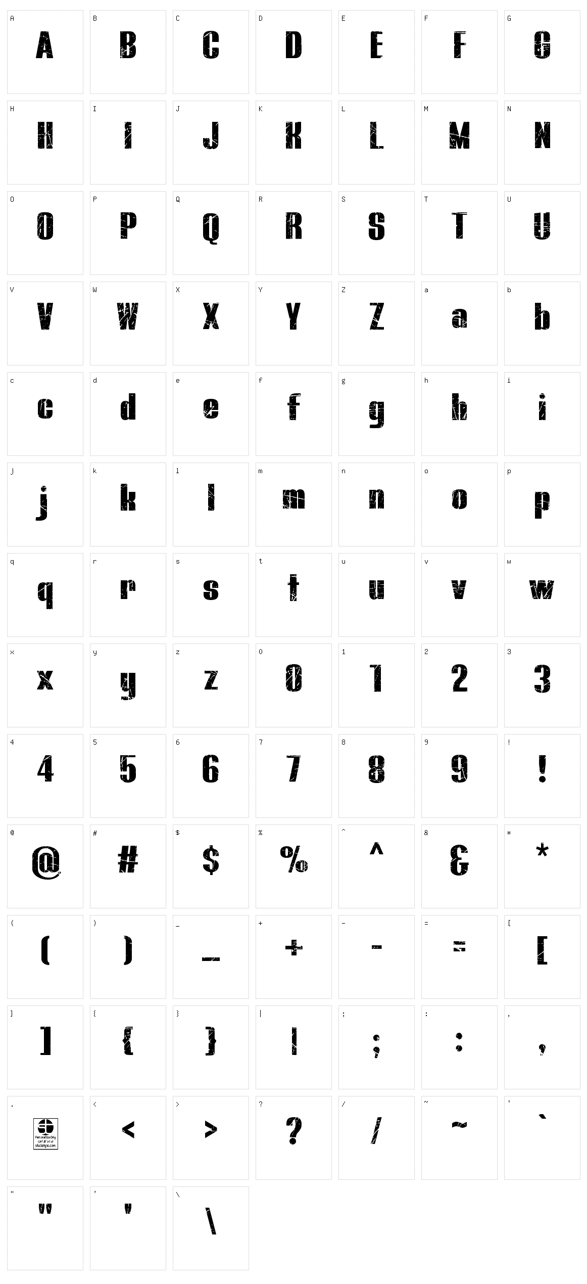 Bluefish Scratched Character Set