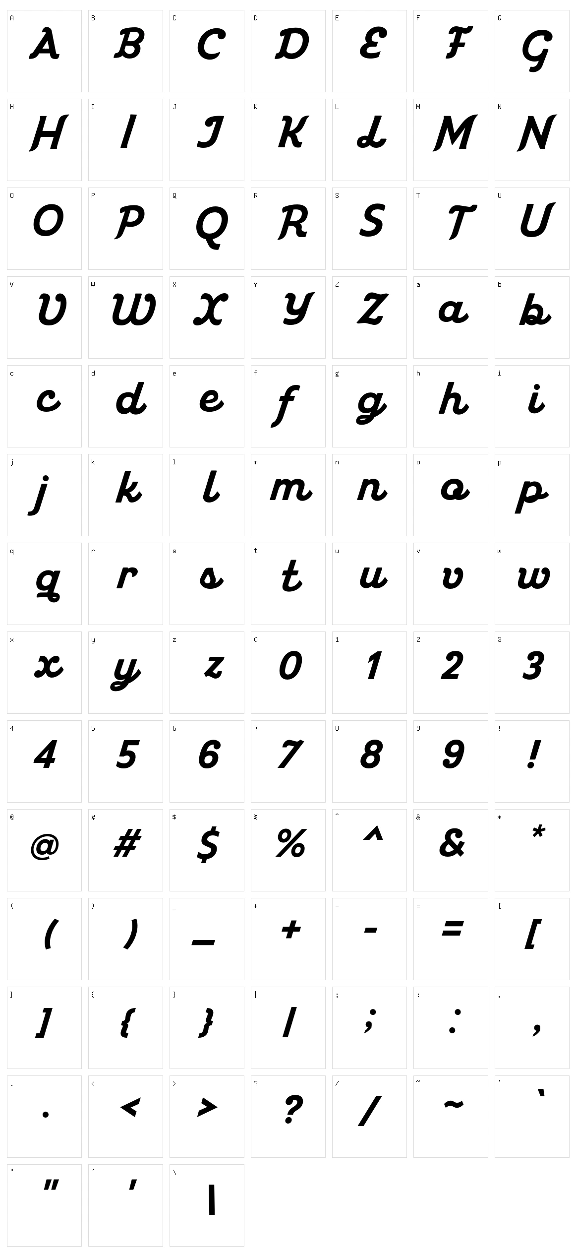 Miniolla Character Set
