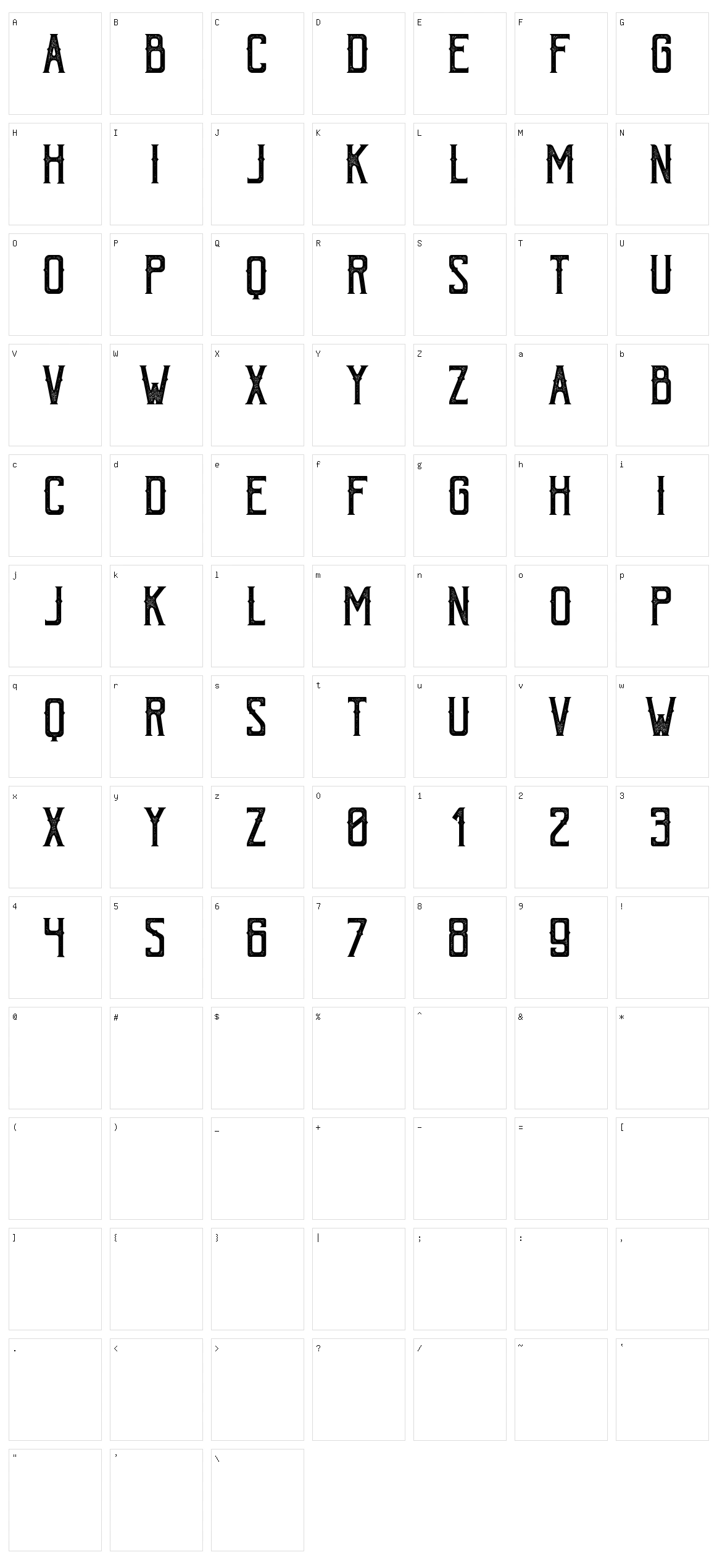 Bohem Press Character Set