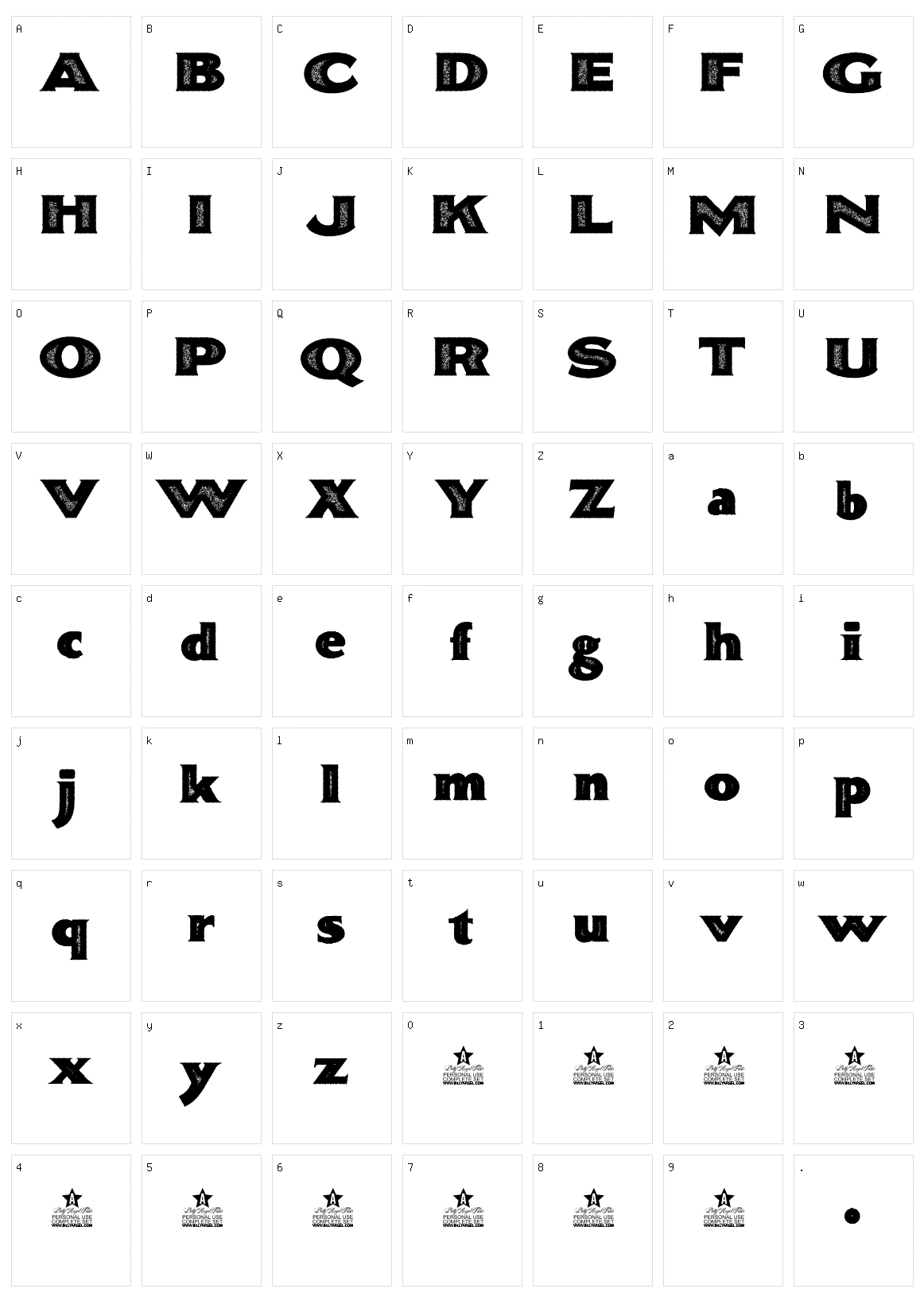 Bonneville Co. Character Set