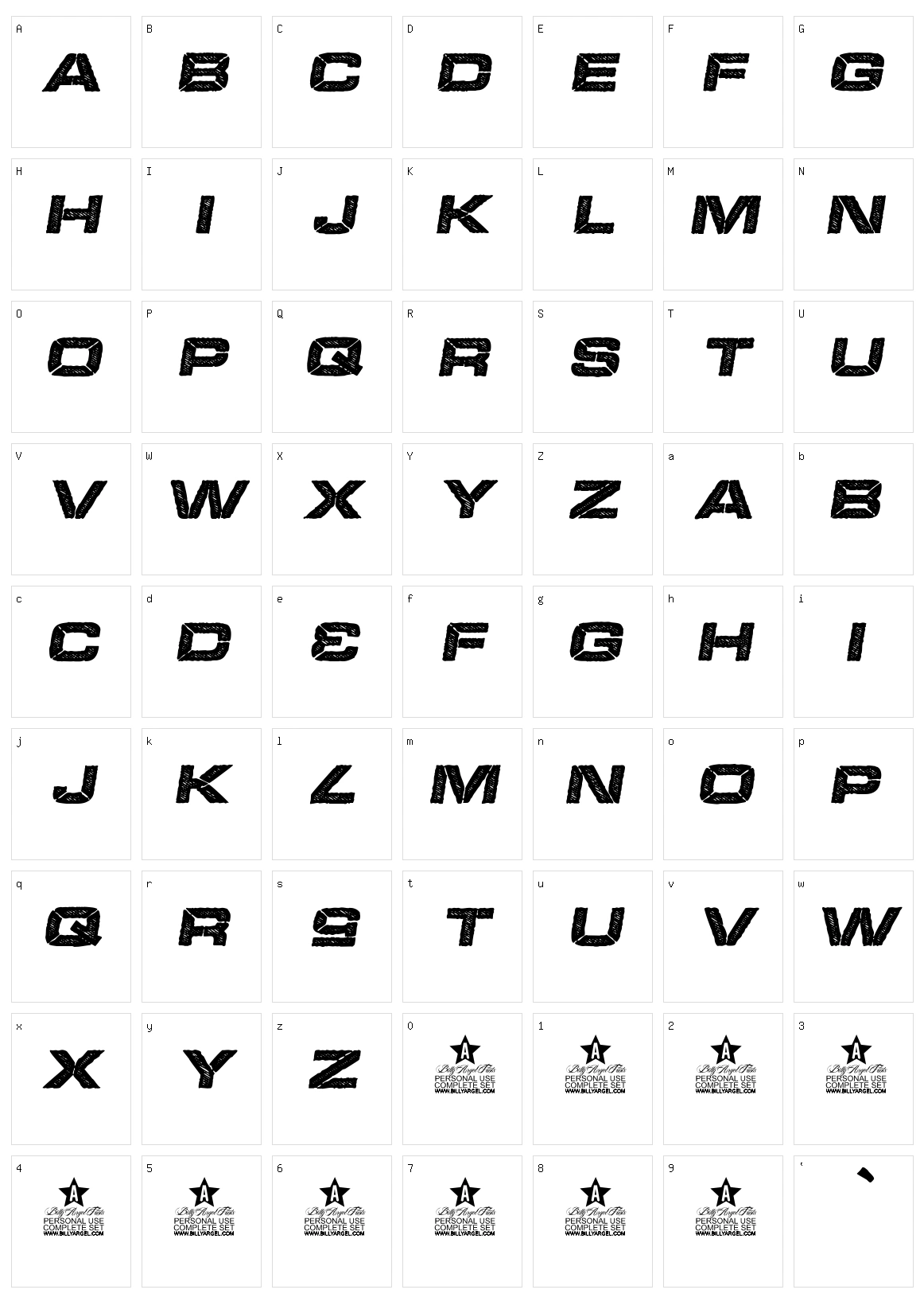Booker Character Set