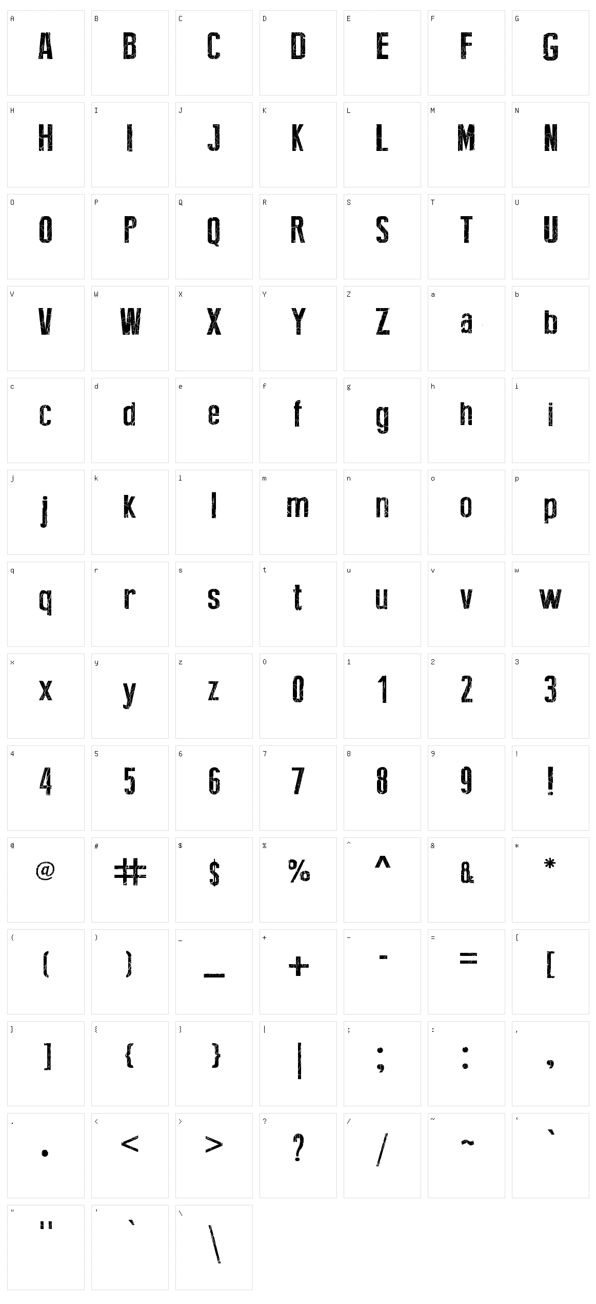 Broken Type Character Set