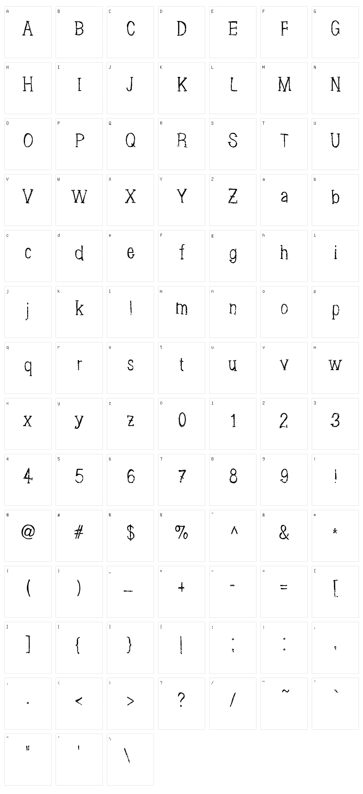 Brushings Character Set