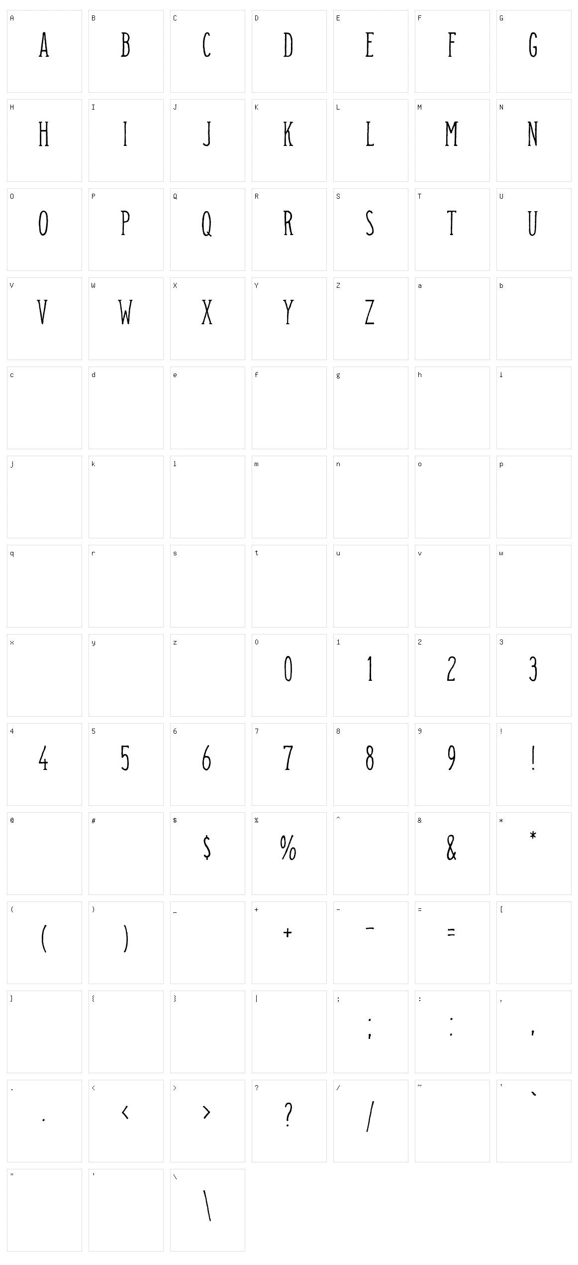 Camargue Serif Character Set