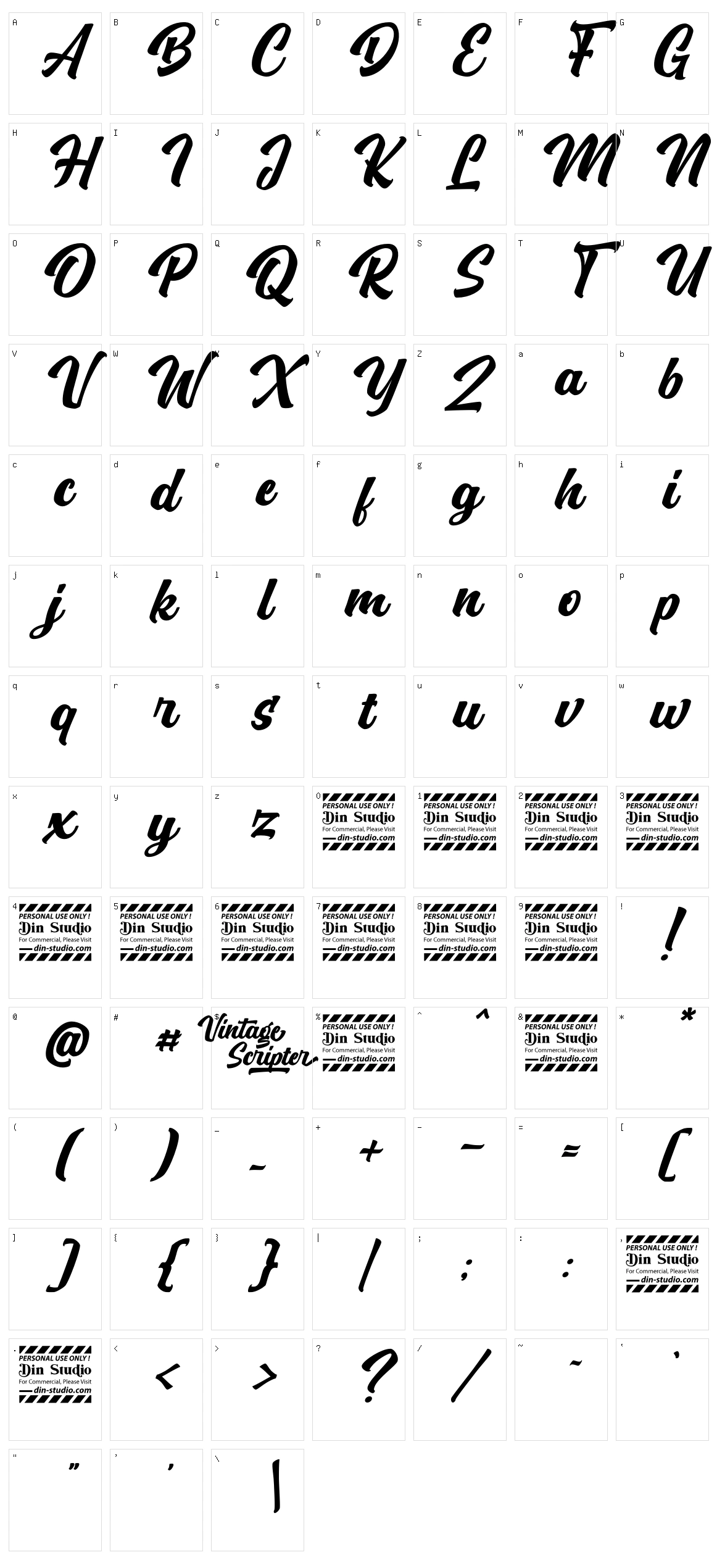 Vintage Scripter Character Set