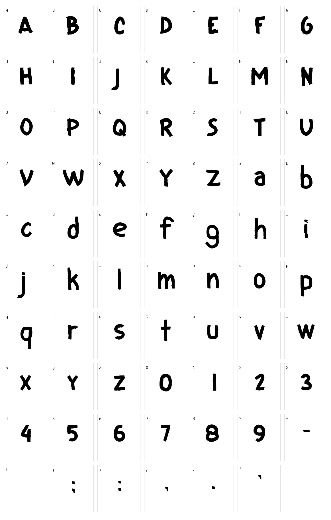 CF I Love Ugly Fonts Character Set
