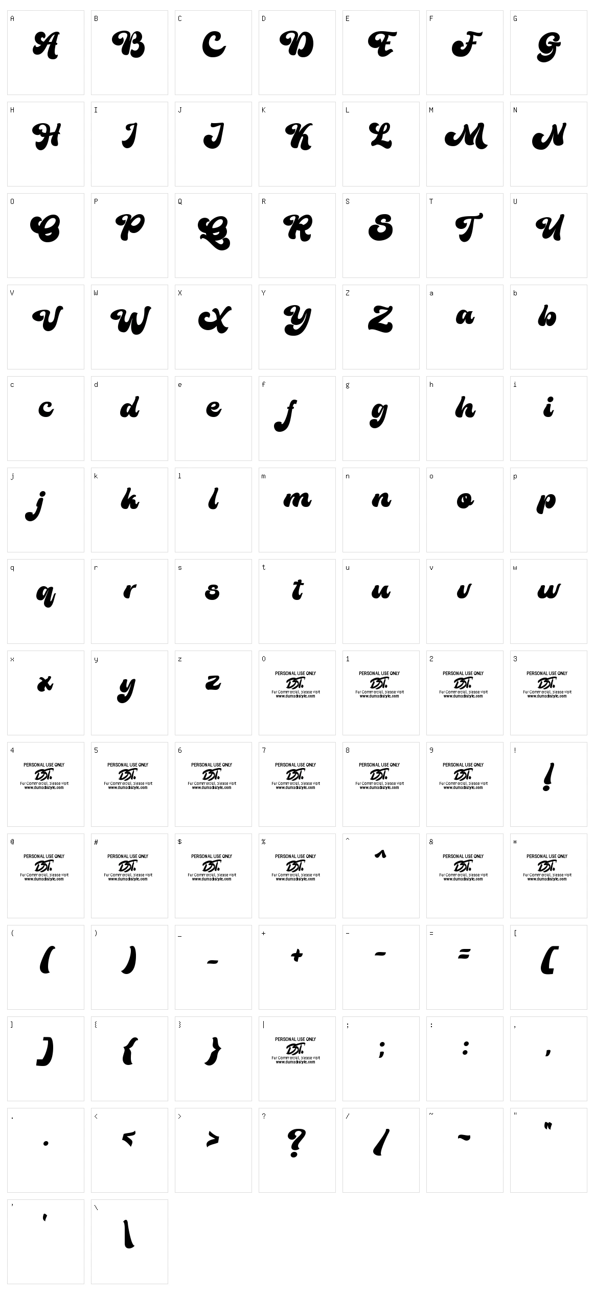 The Bujank Script Character Set