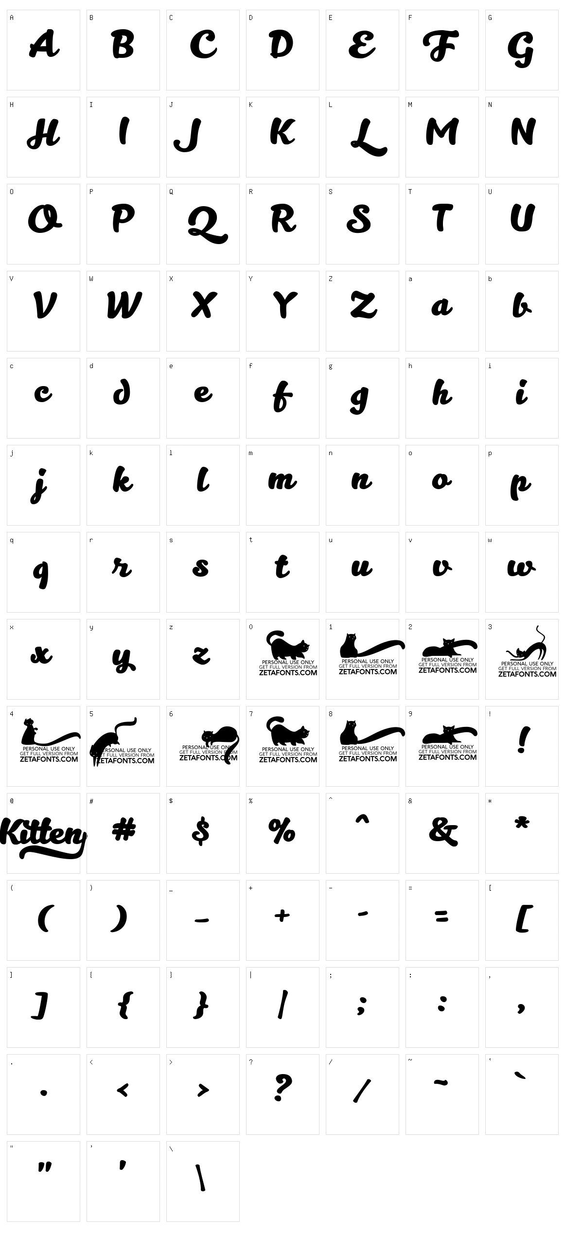 Kitten Character Set