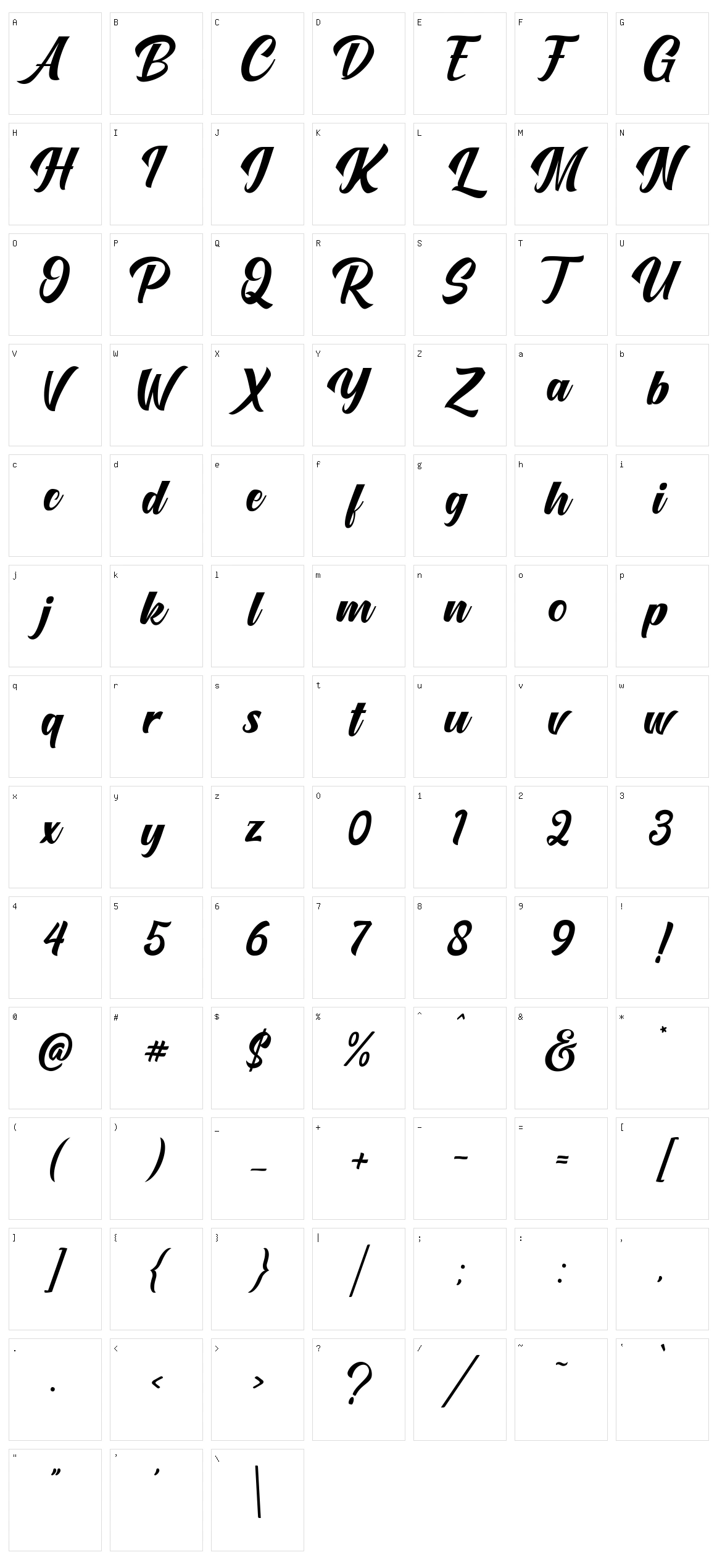 Onetime Script Character Set