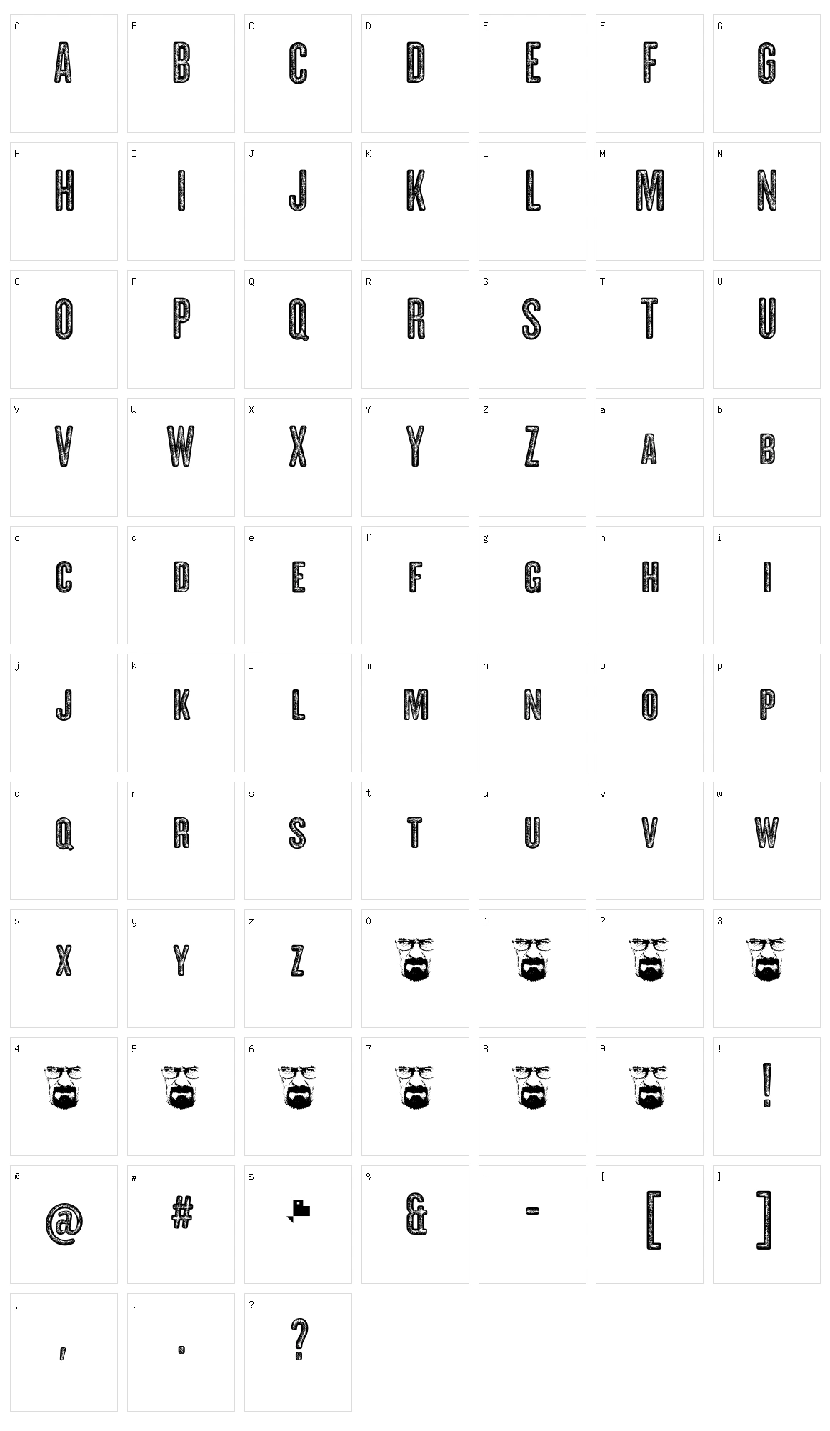 Clandestina Character Set