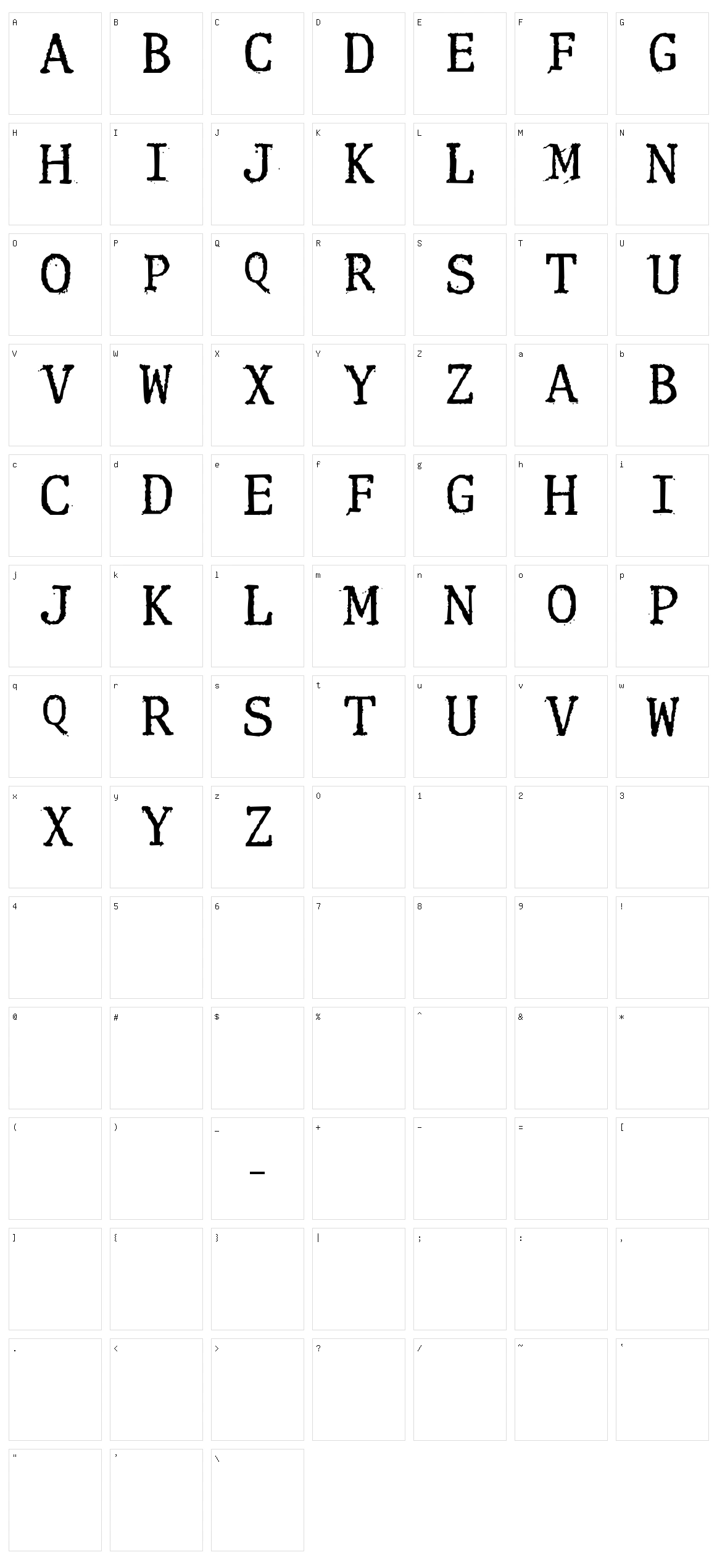 Clunk Character Set