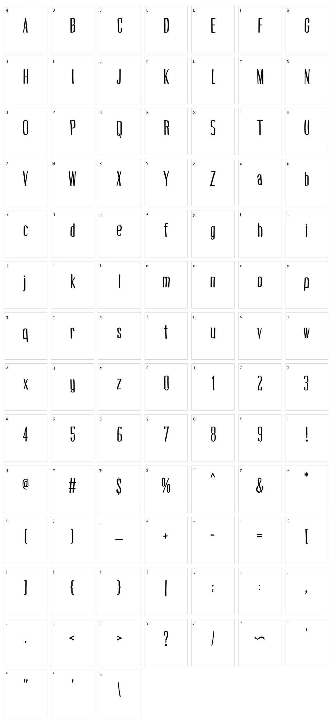 Cogswell Condensed Character Set