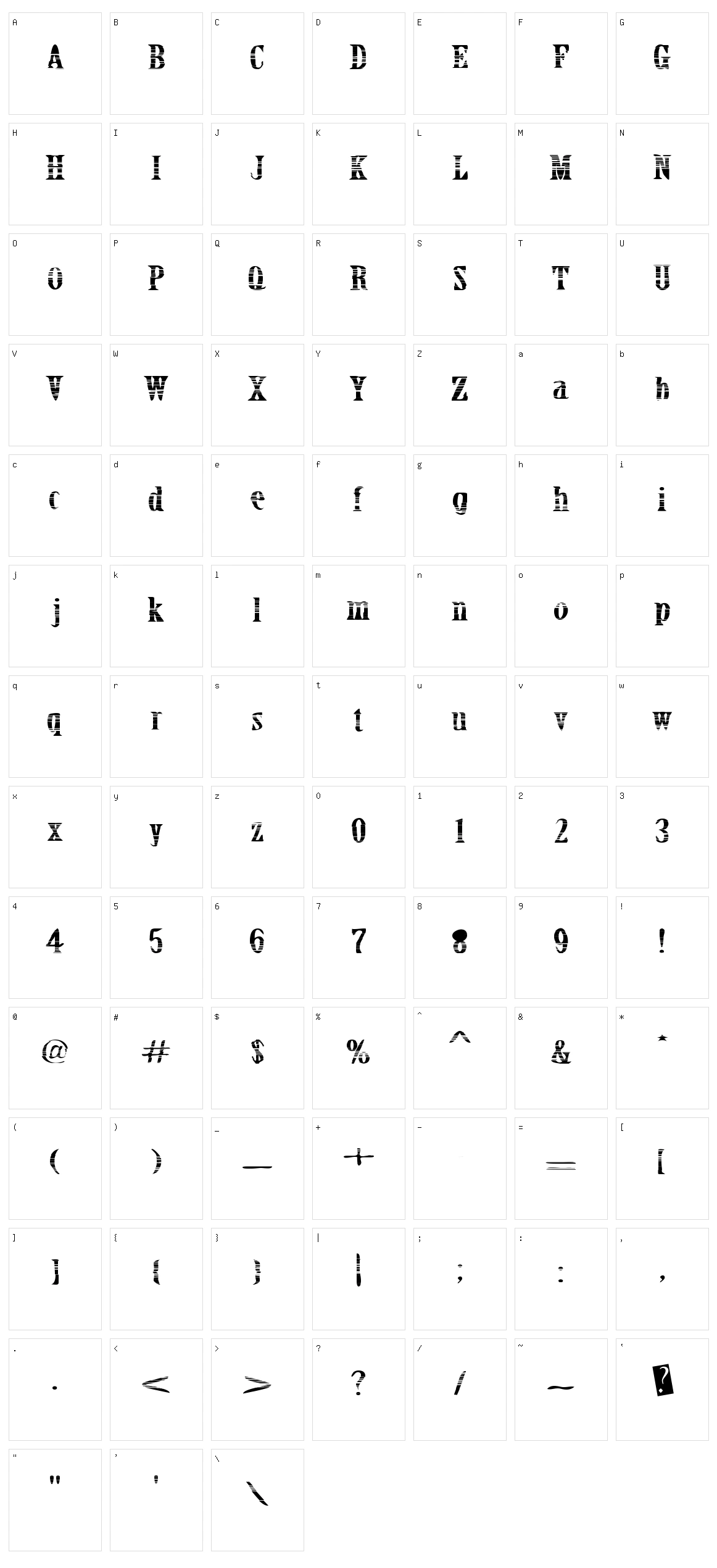 Crack Bars Character Set
