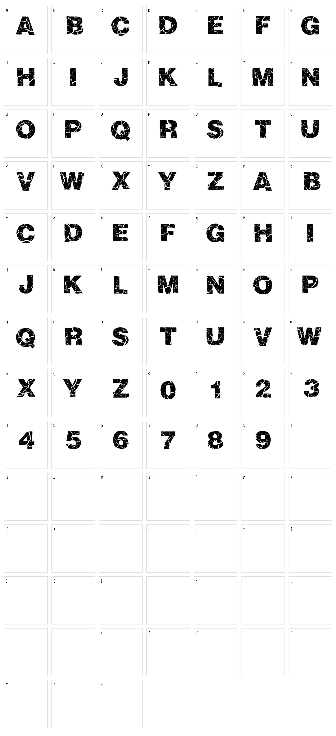 Crackvetica Character Set