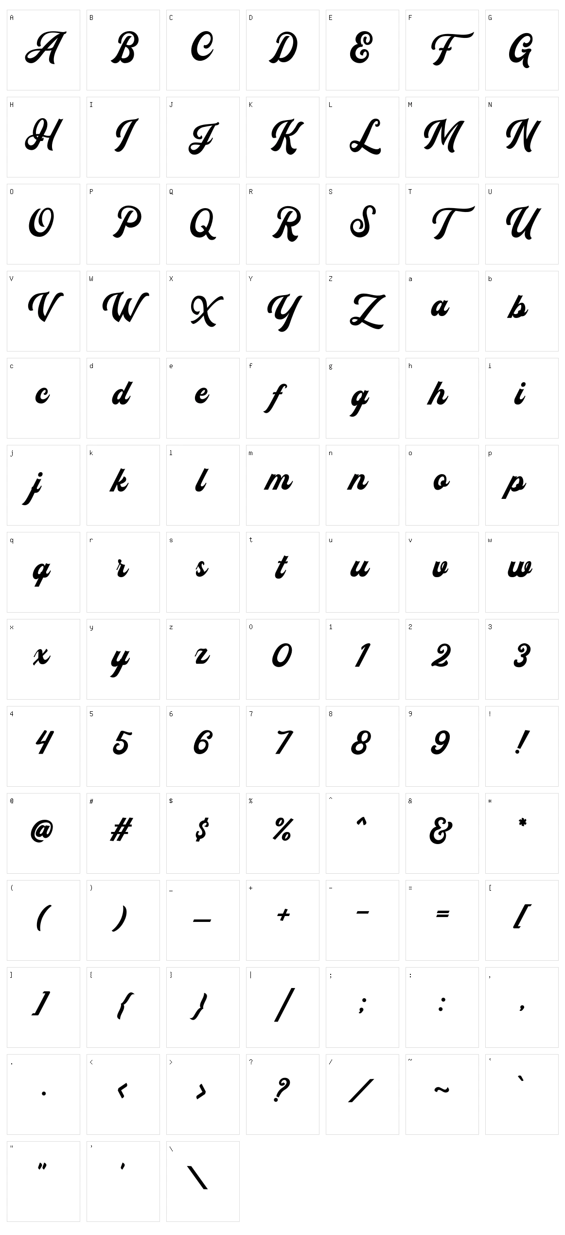 Flanders Script Character Set