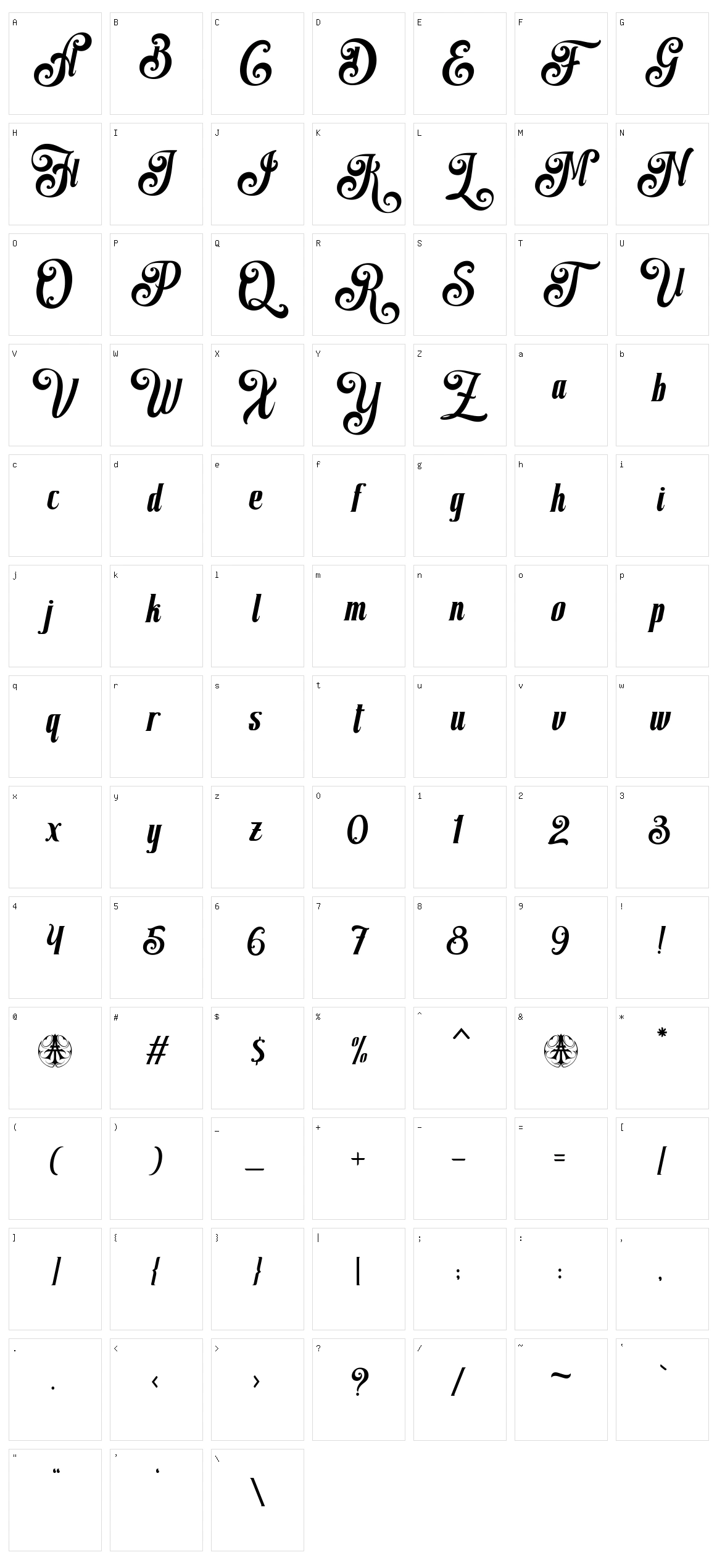 Rubra Costa Character Set