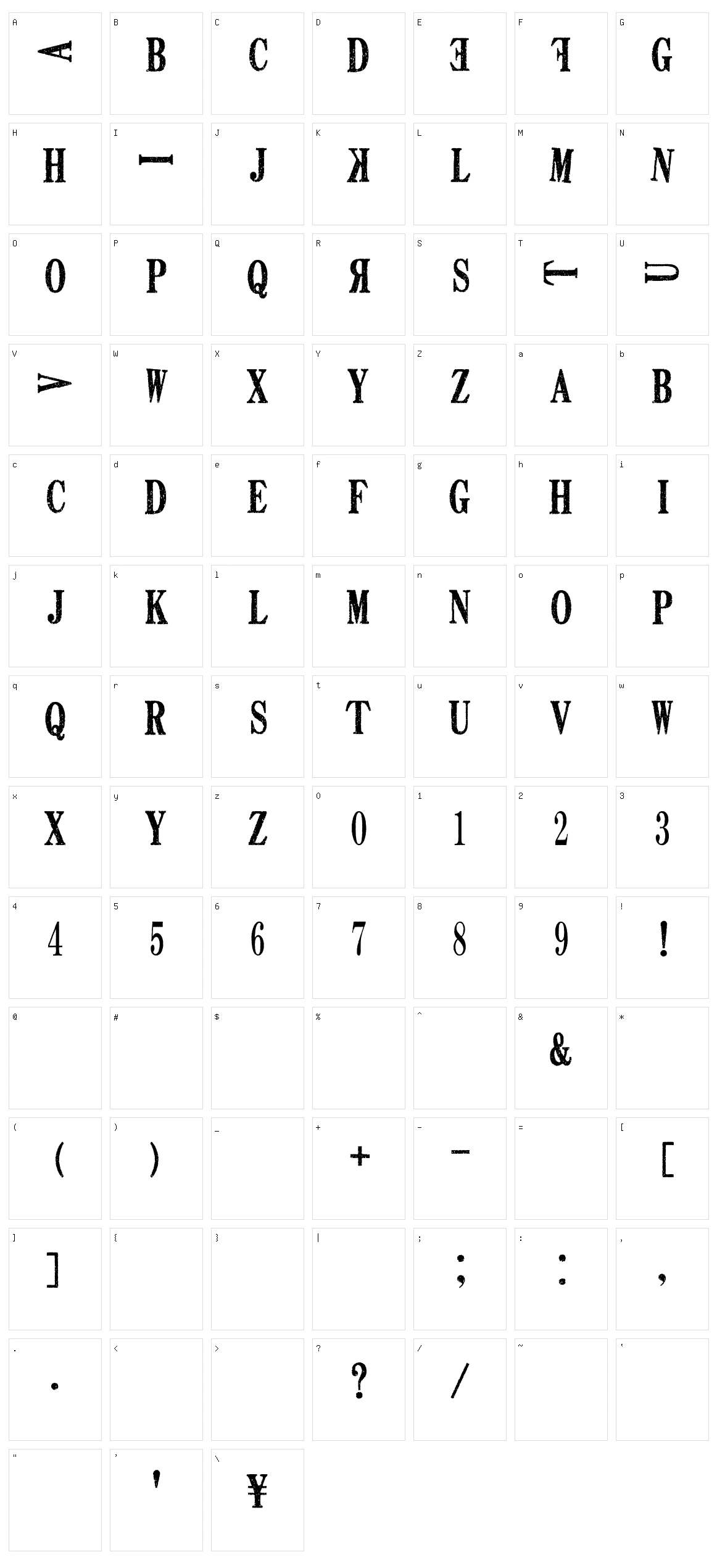 Death Font Character Set